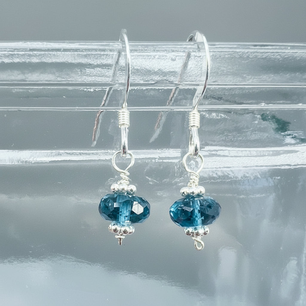 Blue Topaz Earrings on Sterling Silver Hooks – Oreb Lram  display picture 3