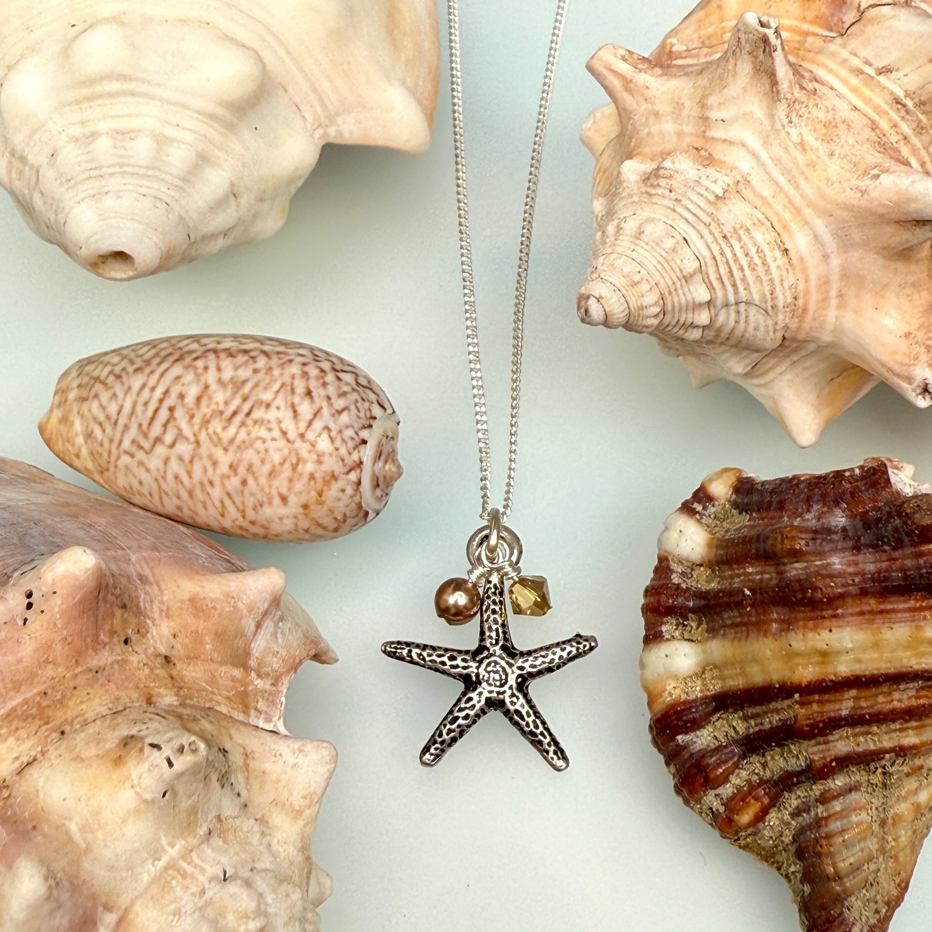 Starfish Necklace and Earrings Set in Sandy Beach