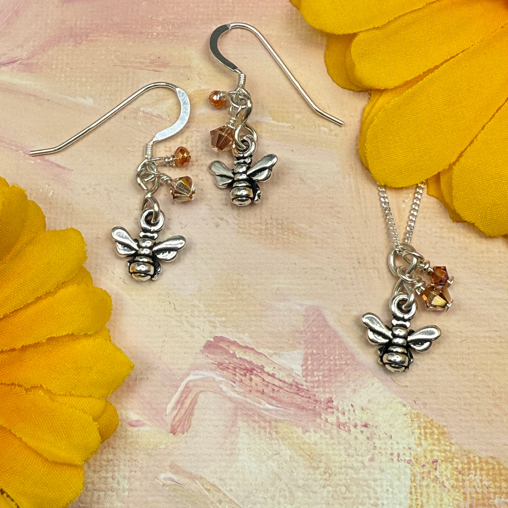 Small Honeybees Necklace and Earrings Set