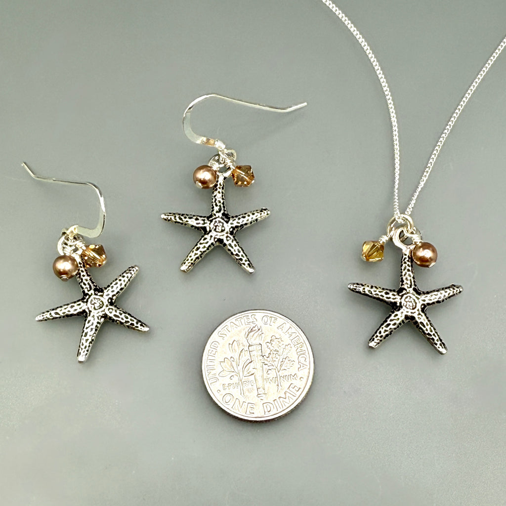 Starfish Necklace and Earrings Set in Sandy Beach