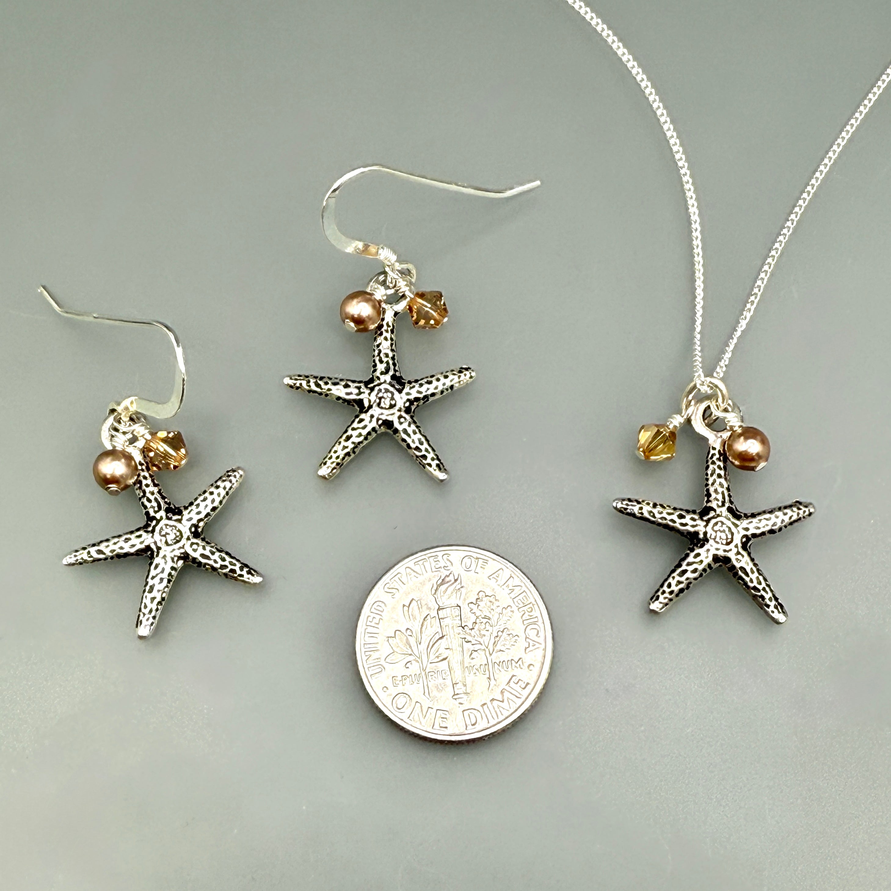 Starfish Necklace and Earrings Set in Sandy Beach
