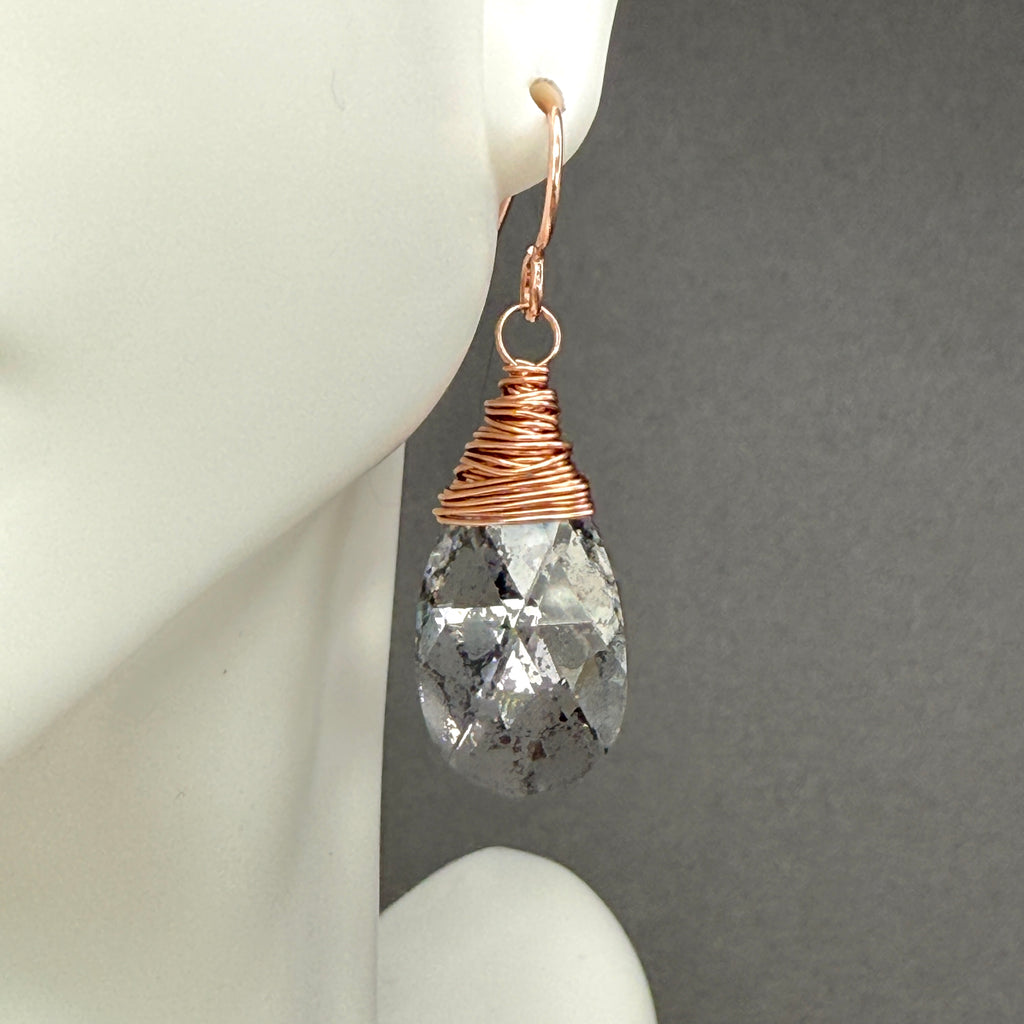 Crystal Pendant Necklace and Earrings Set in Rose Gold Filled