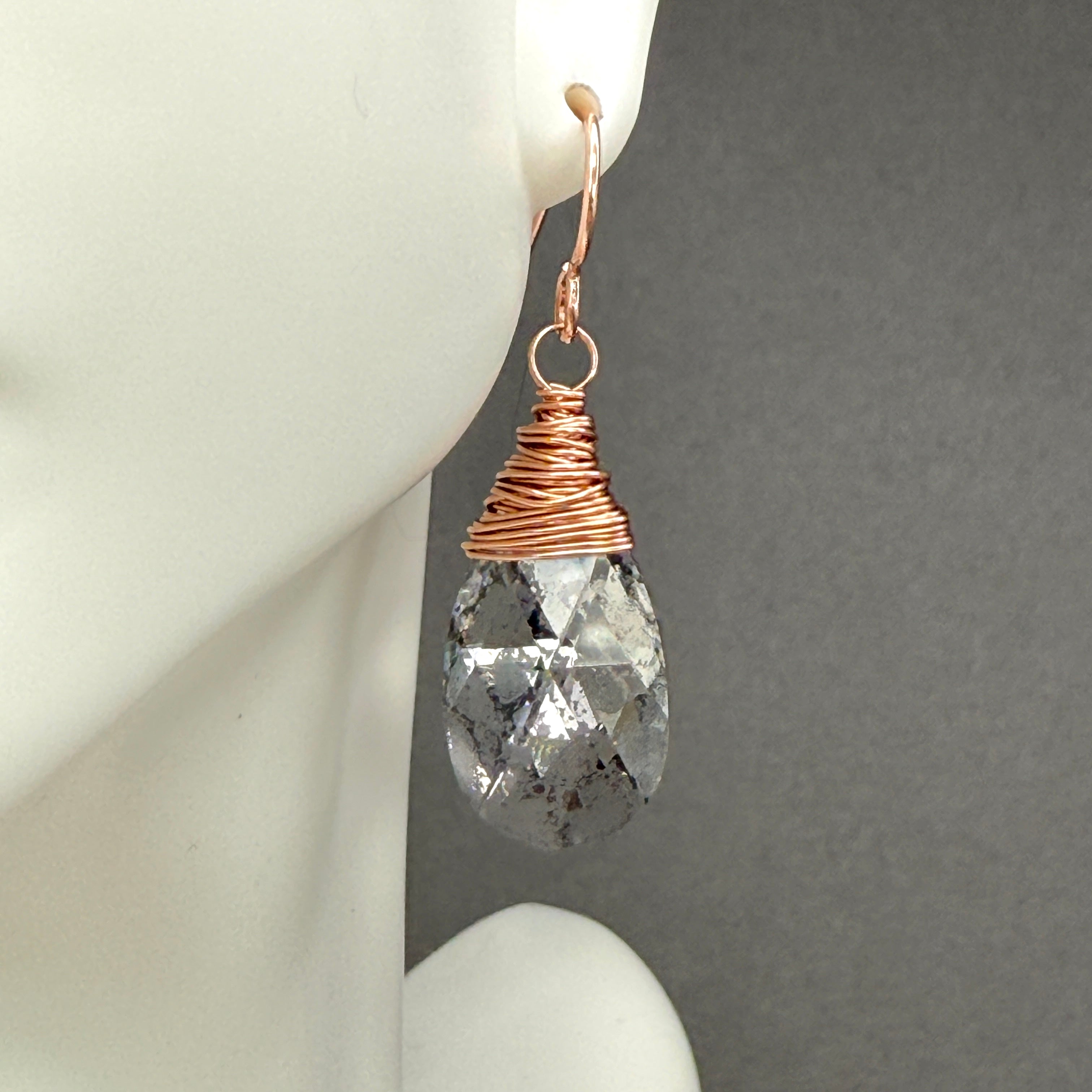 Crystal Pendant Necklace and Earrings Set in Rose Gold Filled