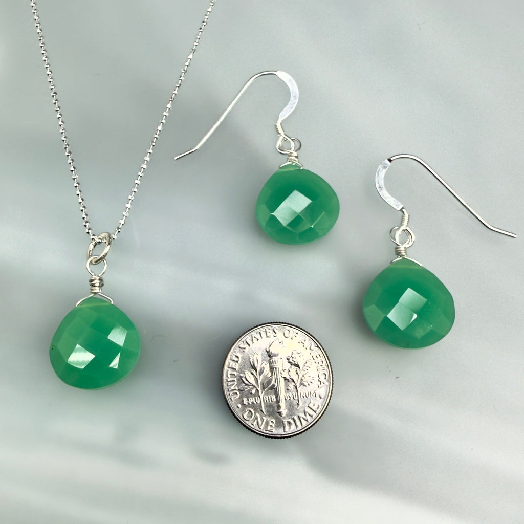 Chrysoprase Necklace and Earrings Set