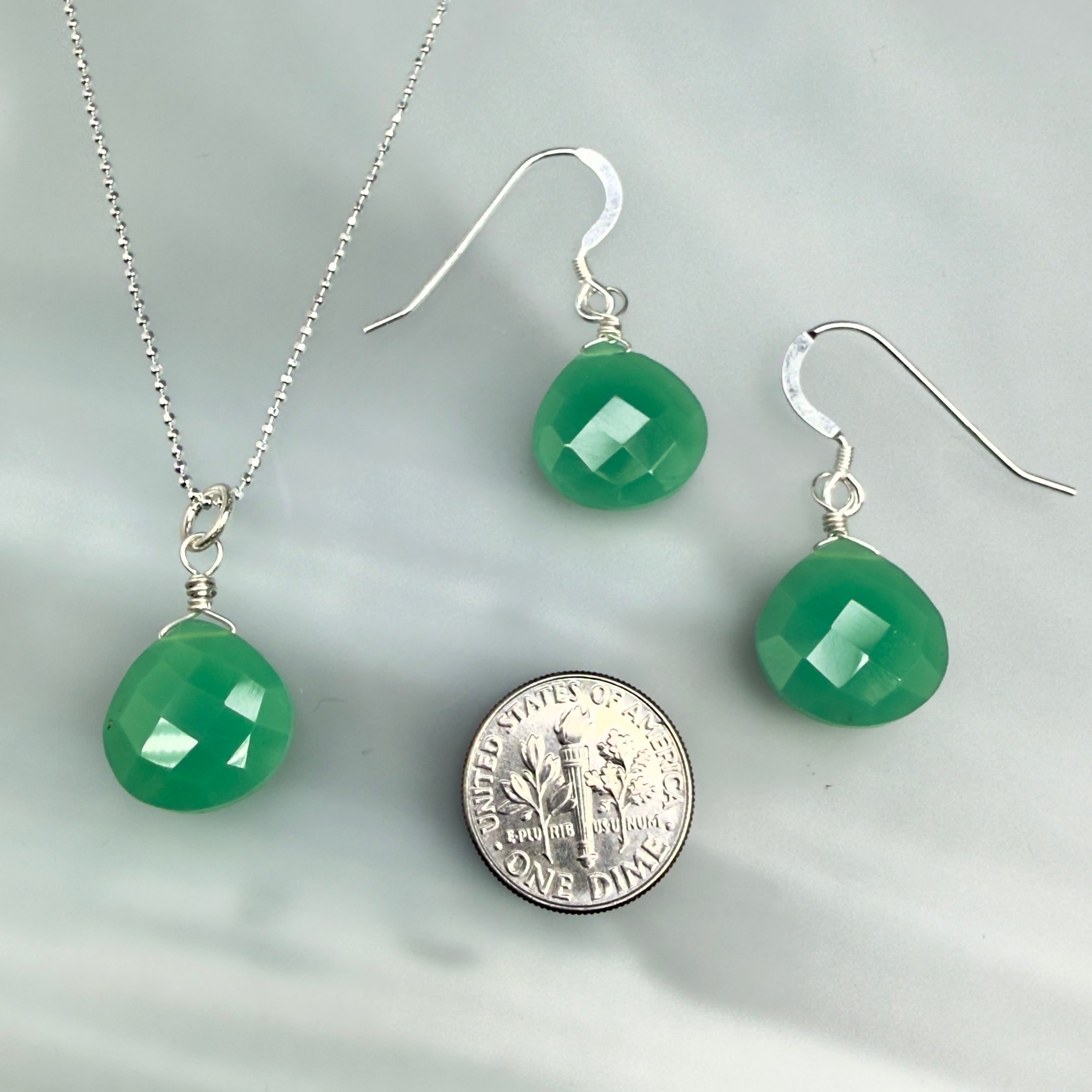Chrysoprase Necklace and Earrings Set