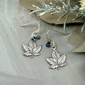 Maple Leaf Earrings - blue/olive