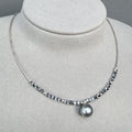 Tahitian pearl with crystals and sterling silver