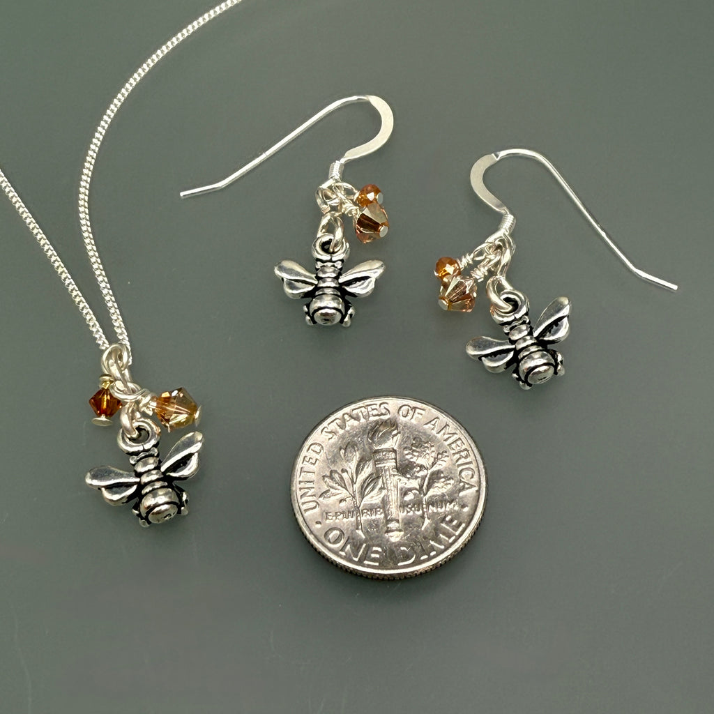 Small Honeybees Necklace and Earrings Set