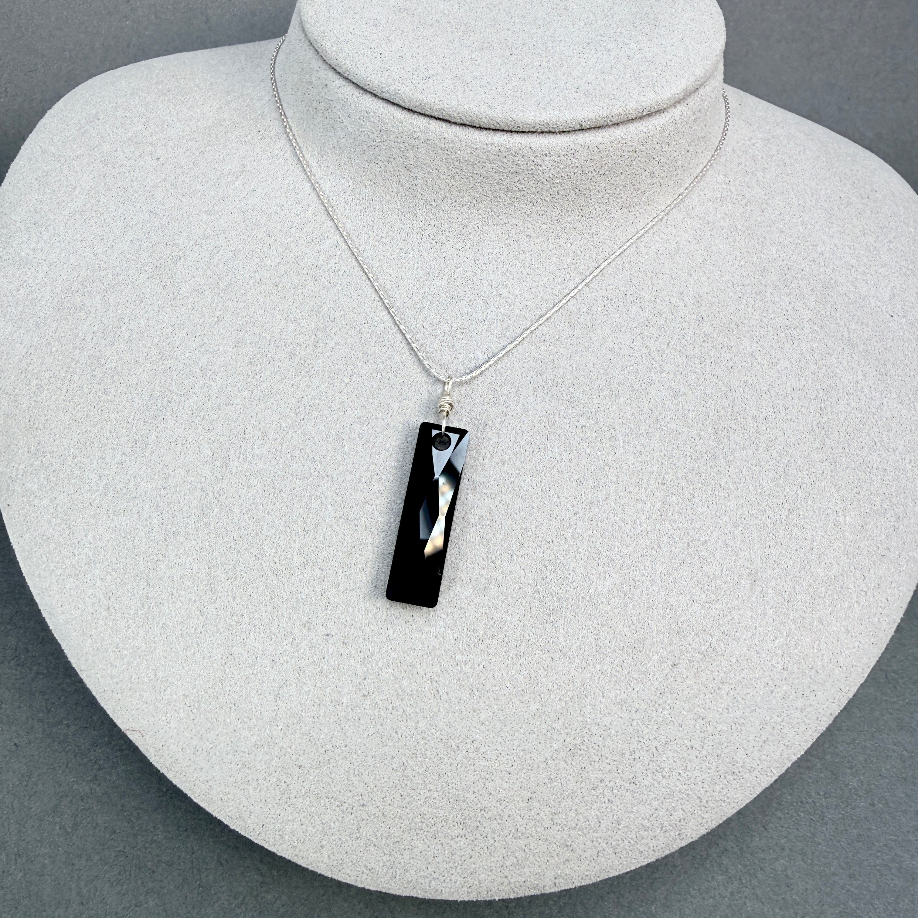 Black Rectangular Crystal Chain Necklace