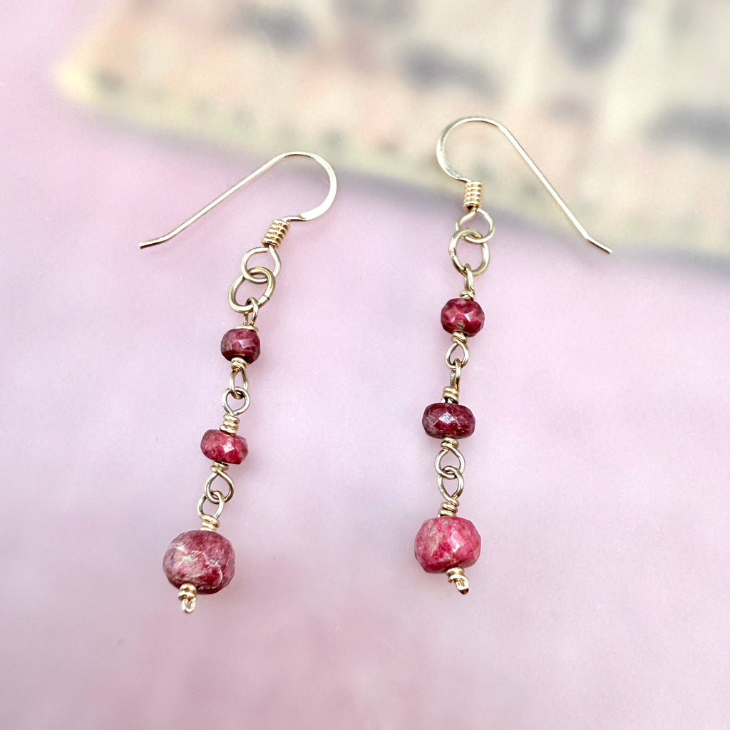 Thulite Earrings in gold
