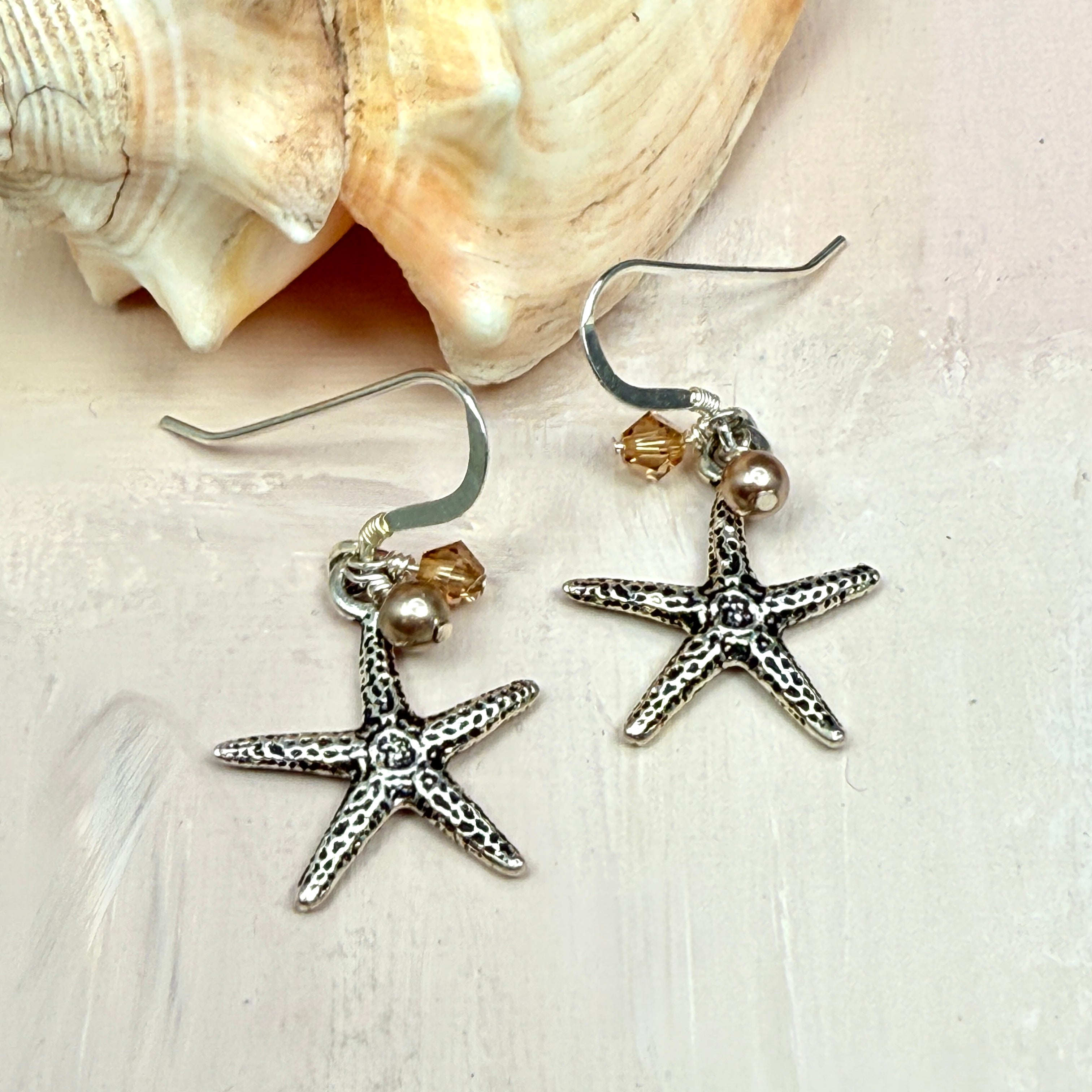 Starfish Necklace and Earrings Set in Sandy Beach