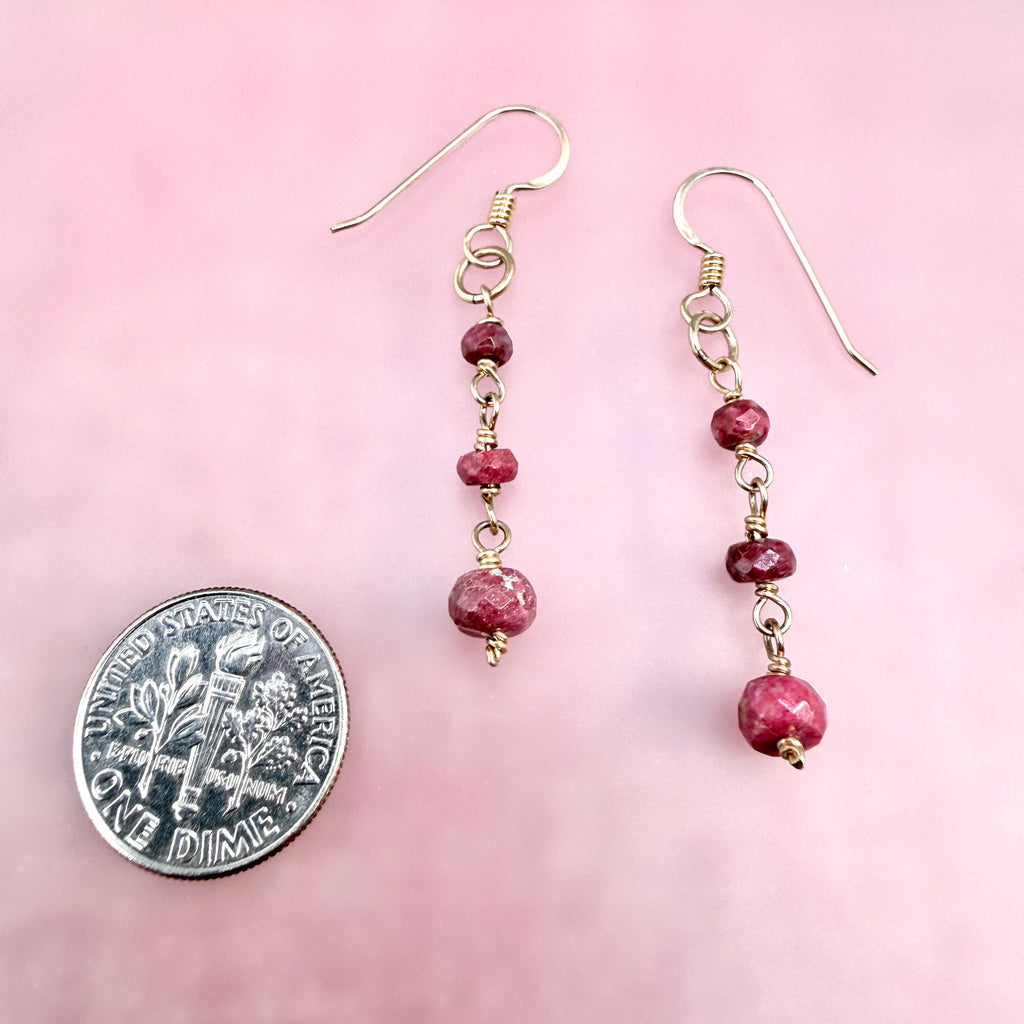 Thulite Earrings in gold