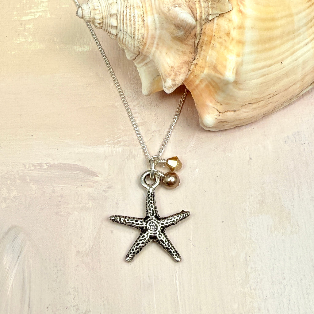 Starfish Necklace and Earrings Set in Sandy Beach