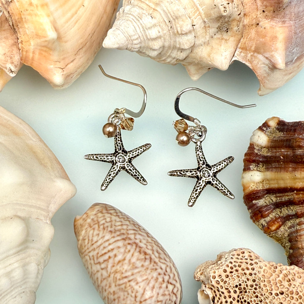 Starfish Necklace and Earrings Set in Sandy Beach