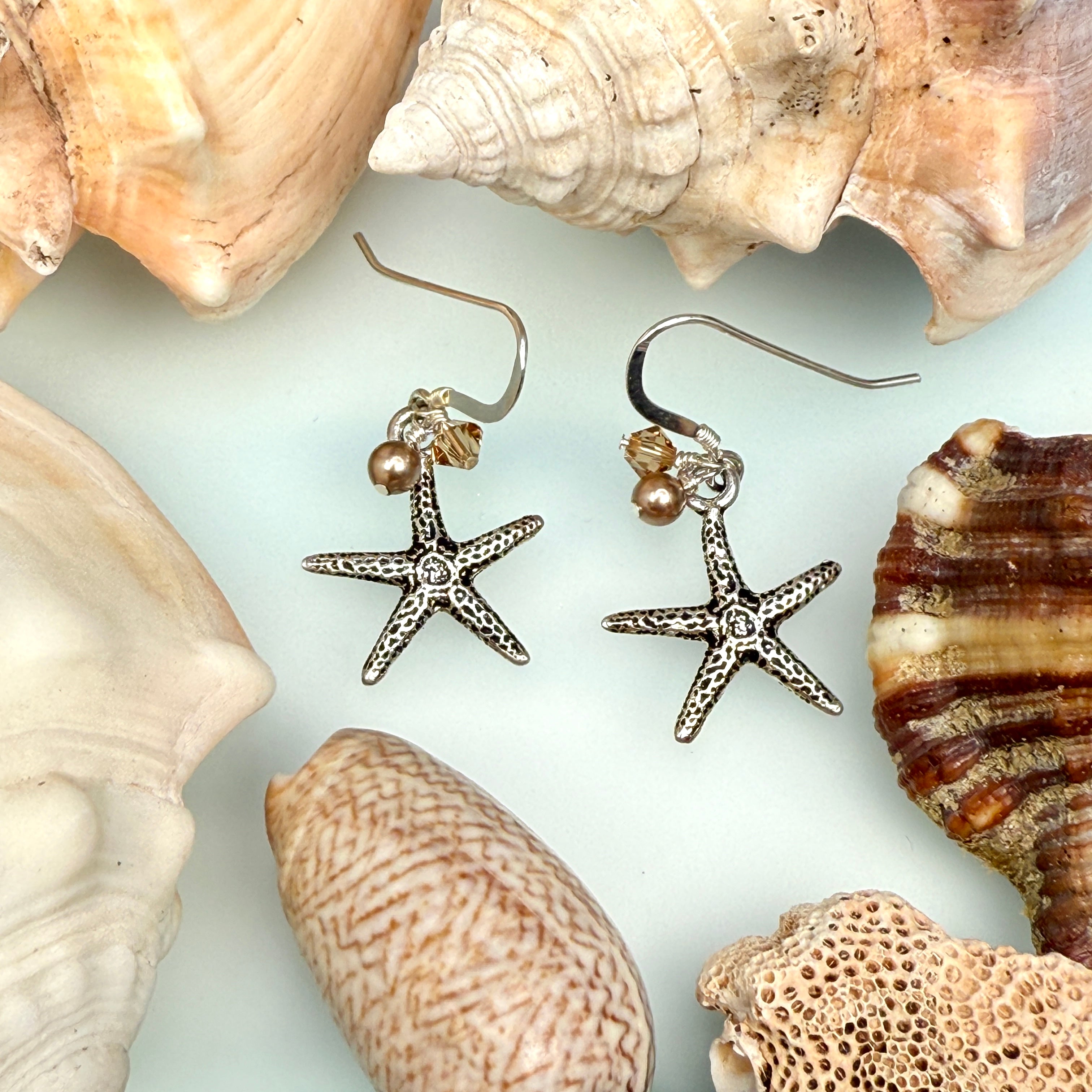 Starfish Necklace and Earrings Set in Sandy Beach