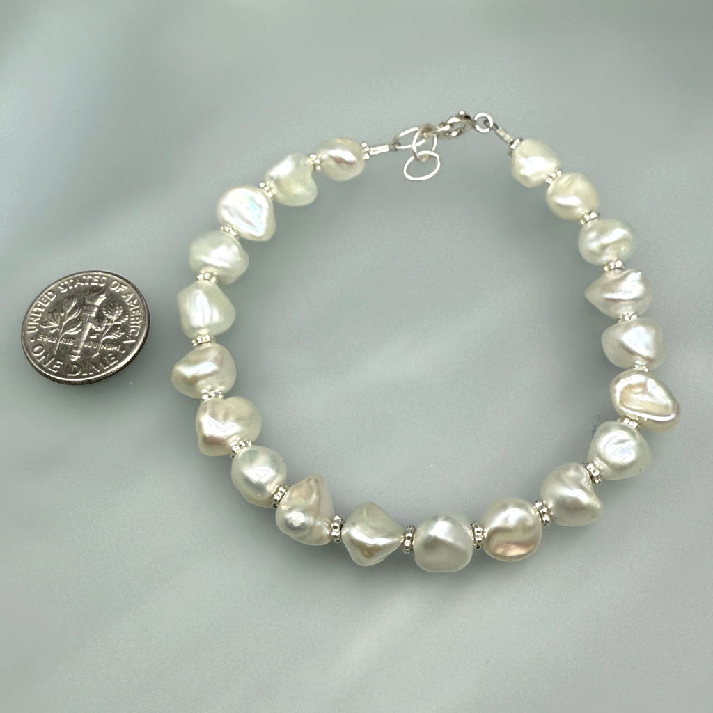 White Baroque Pearls Bracelet