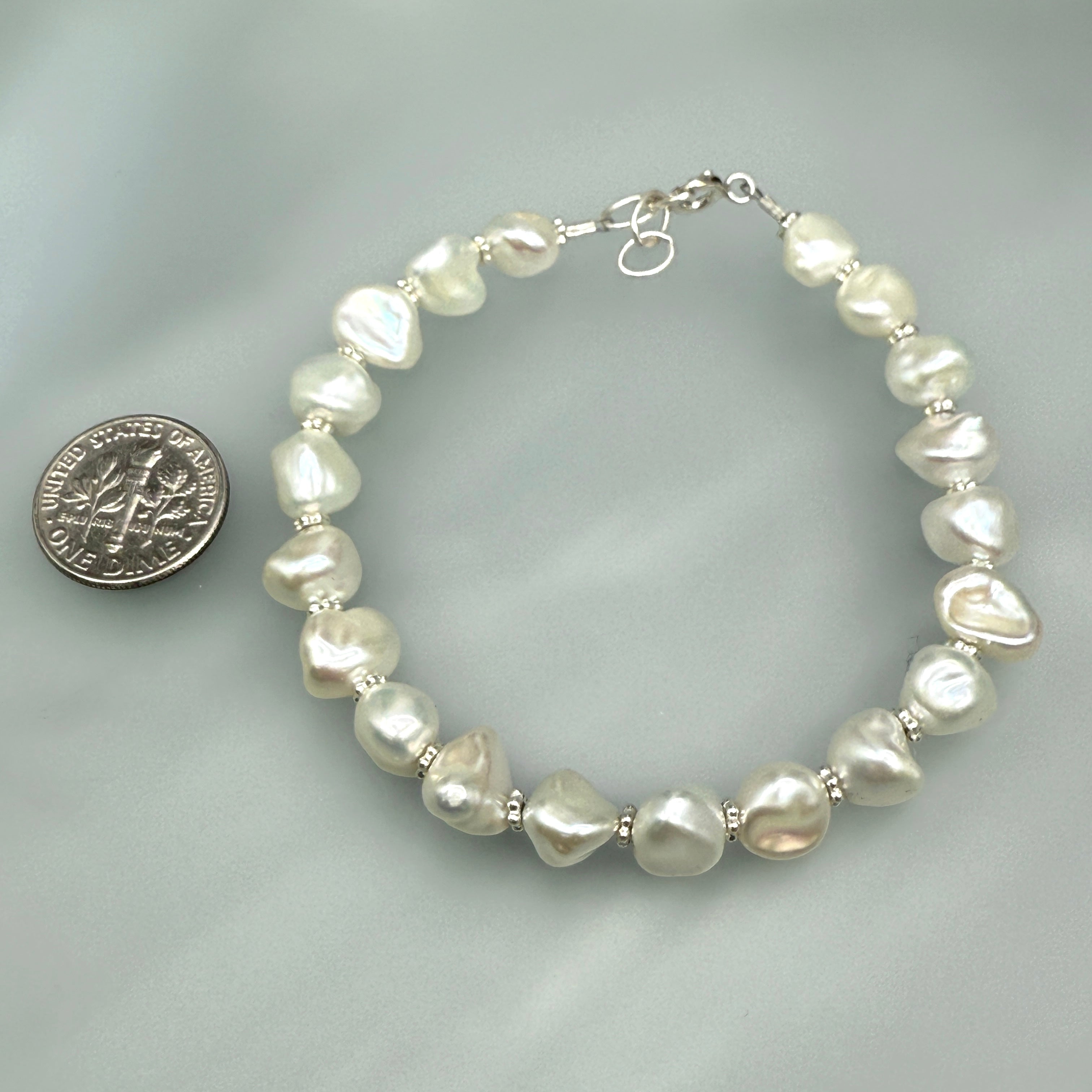 White Baroque Pearls Bracelet