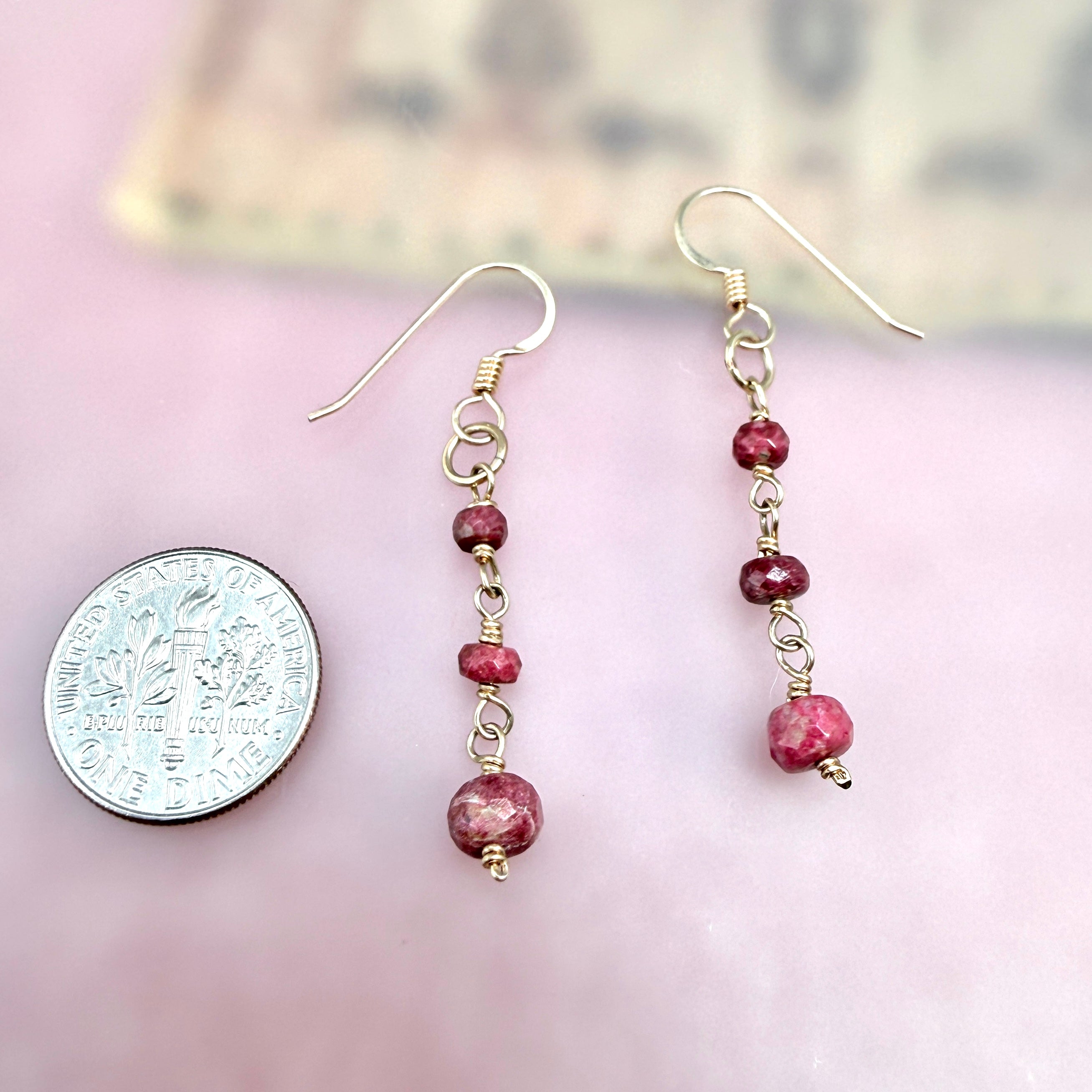Thulite Earrings in gold