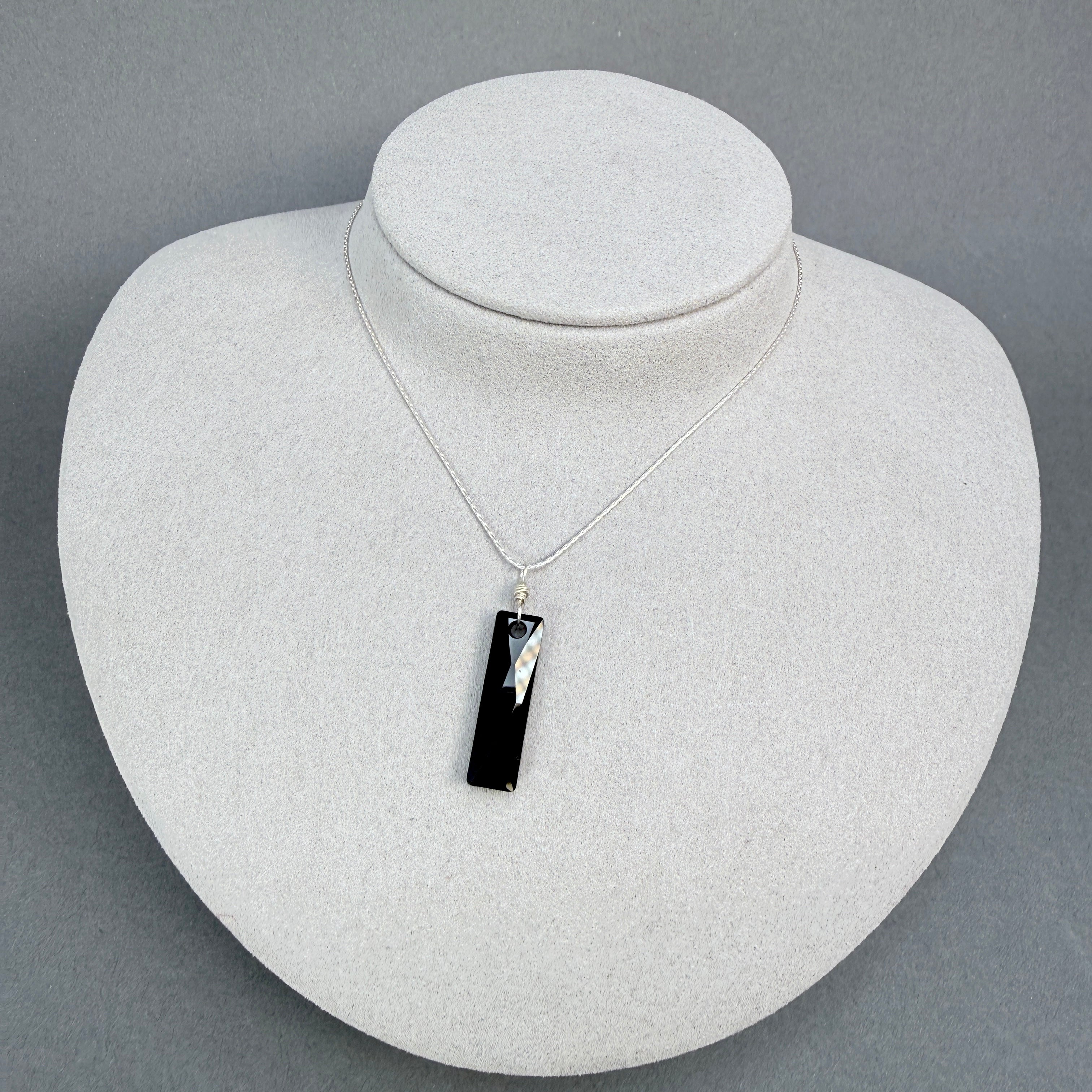 Black Rectangular Crystal Chain Necklace