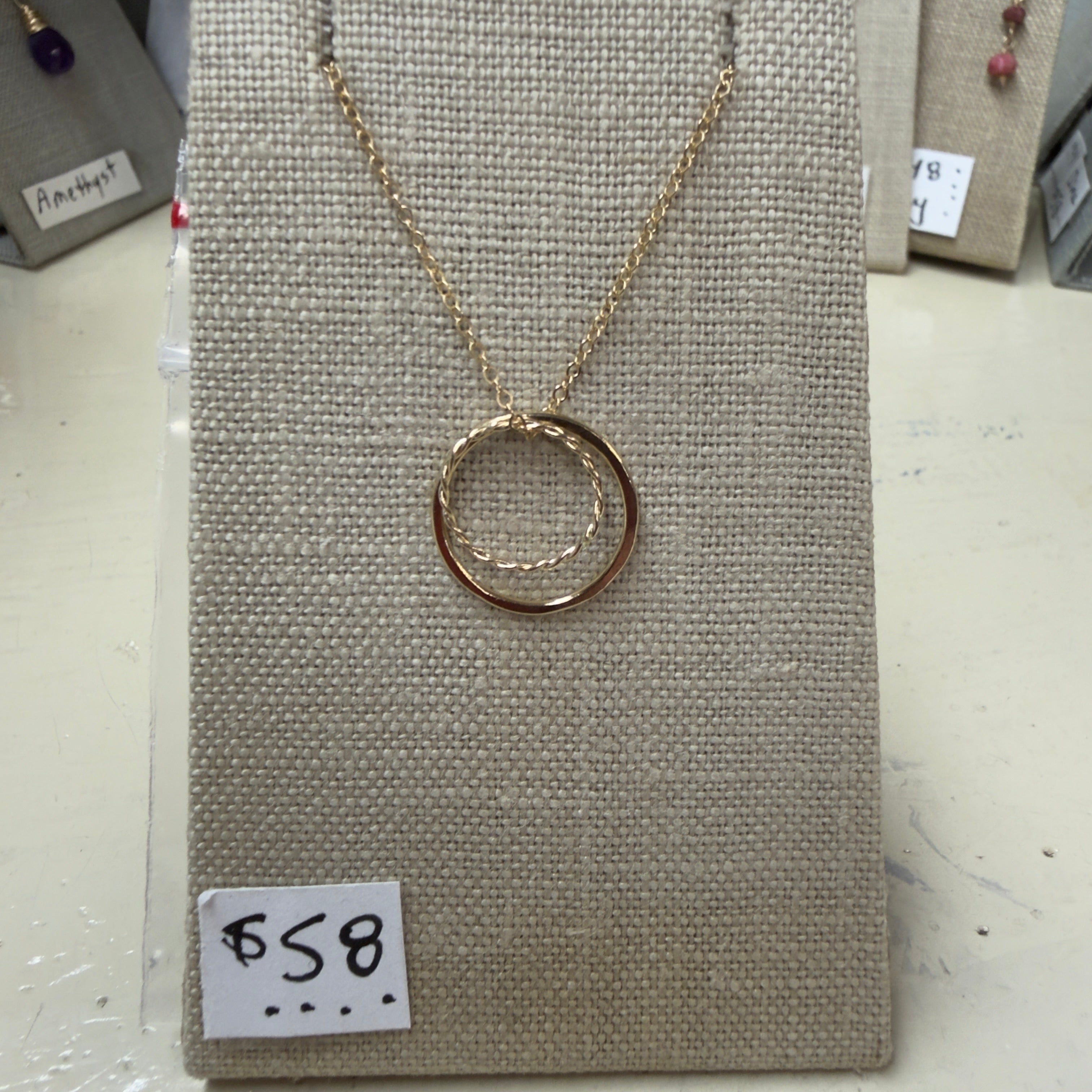 Gold double rings necklace