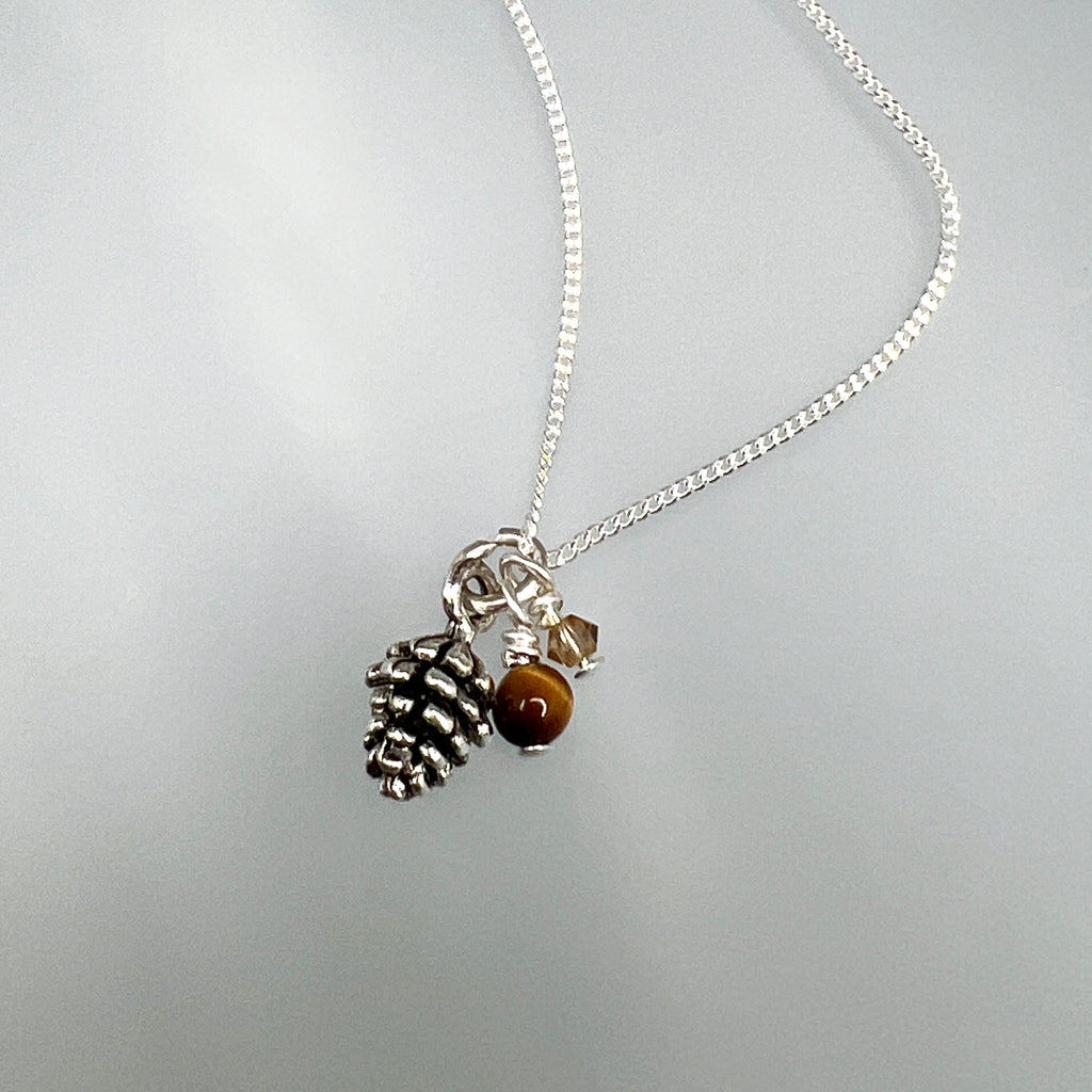 Pinecone cluster chain necklace - silver