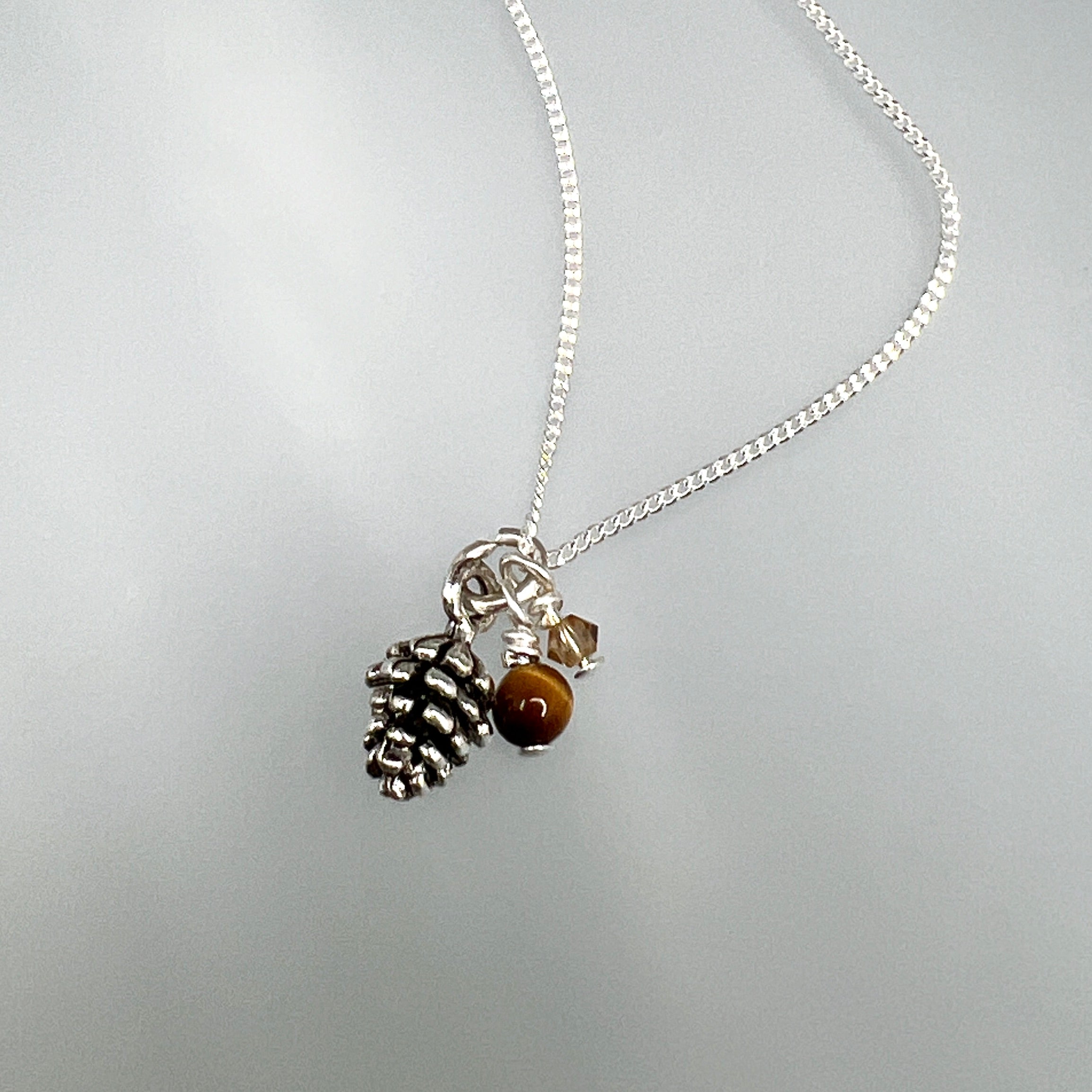 Pinecone cluster chain necklace - silver