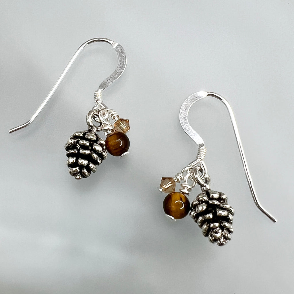 Pinecone cluster earrings - silver
