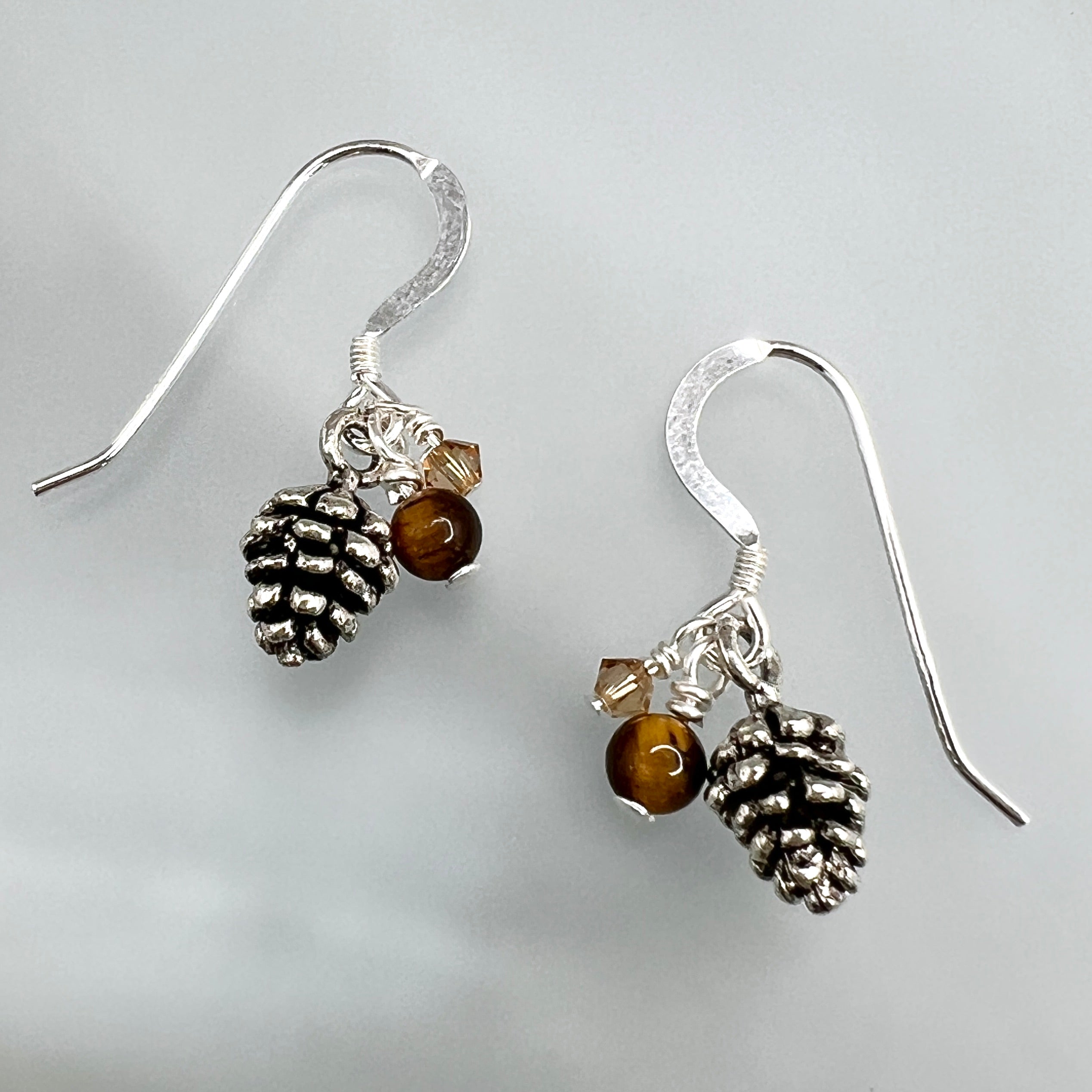 Pinecone cluster earrings - silver