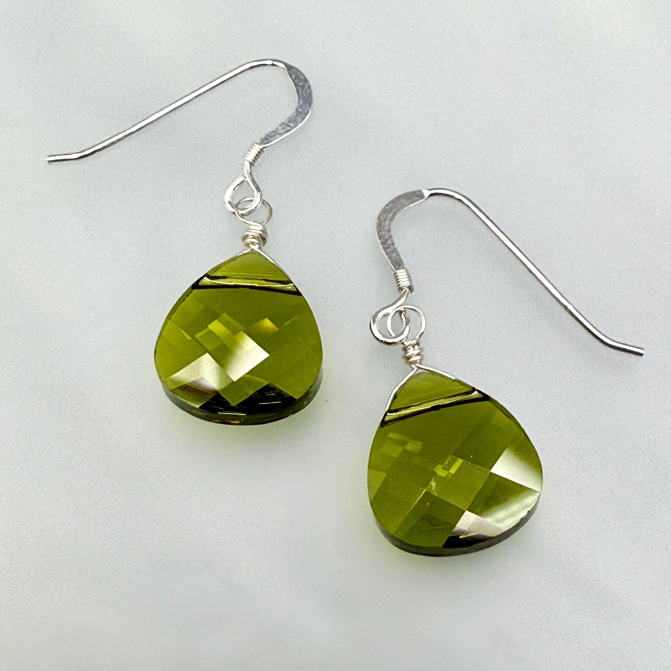 Olive Green Crystal Earrings