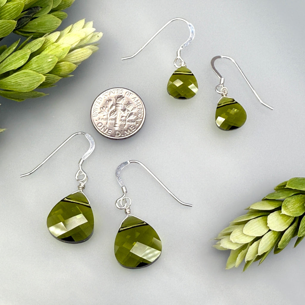 Olive Green Crystal Earrings