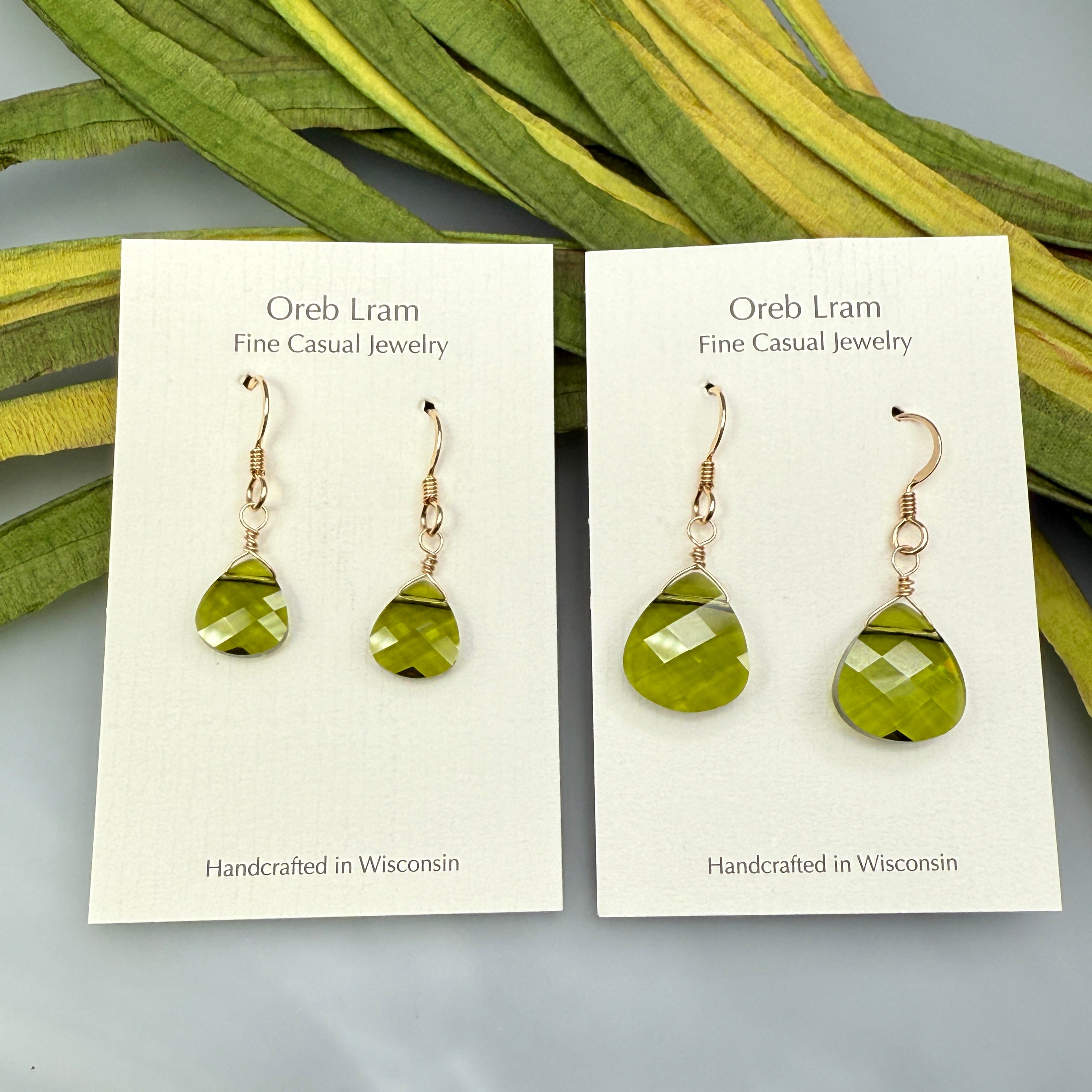 Olive Green Crystal Earrings