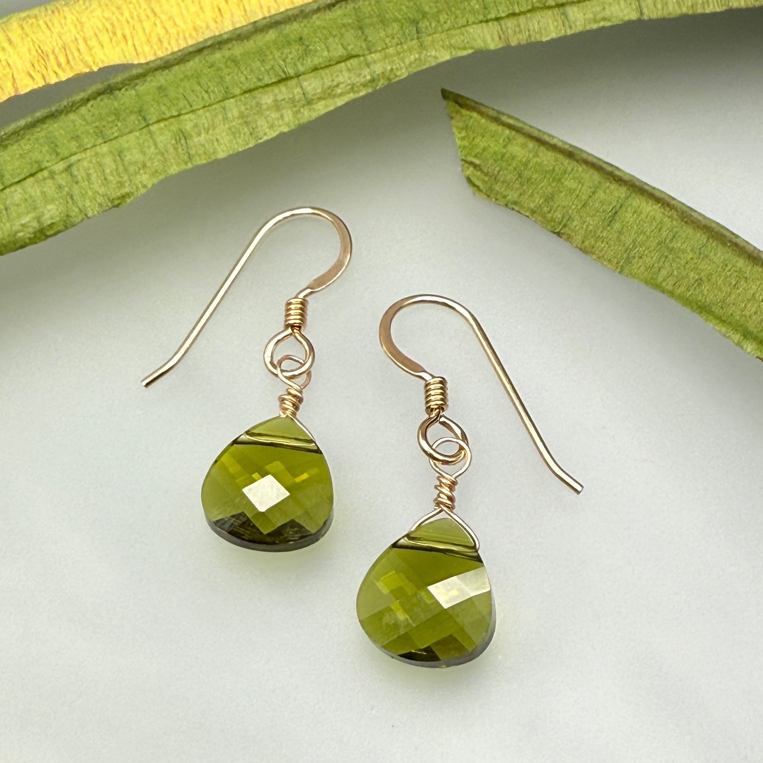 Olive Green Crystal Earrings