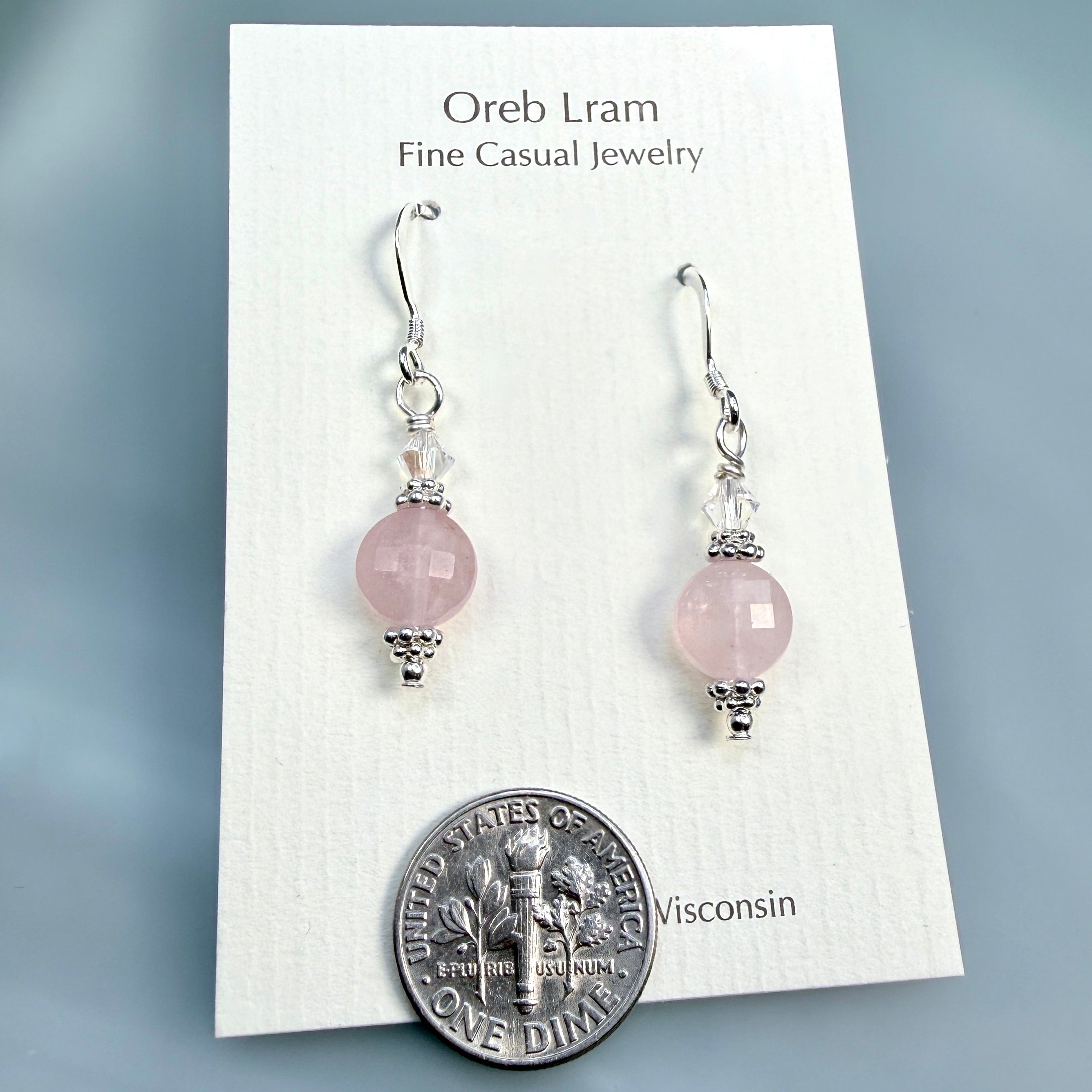 Rose Quartz Earrings with crystals