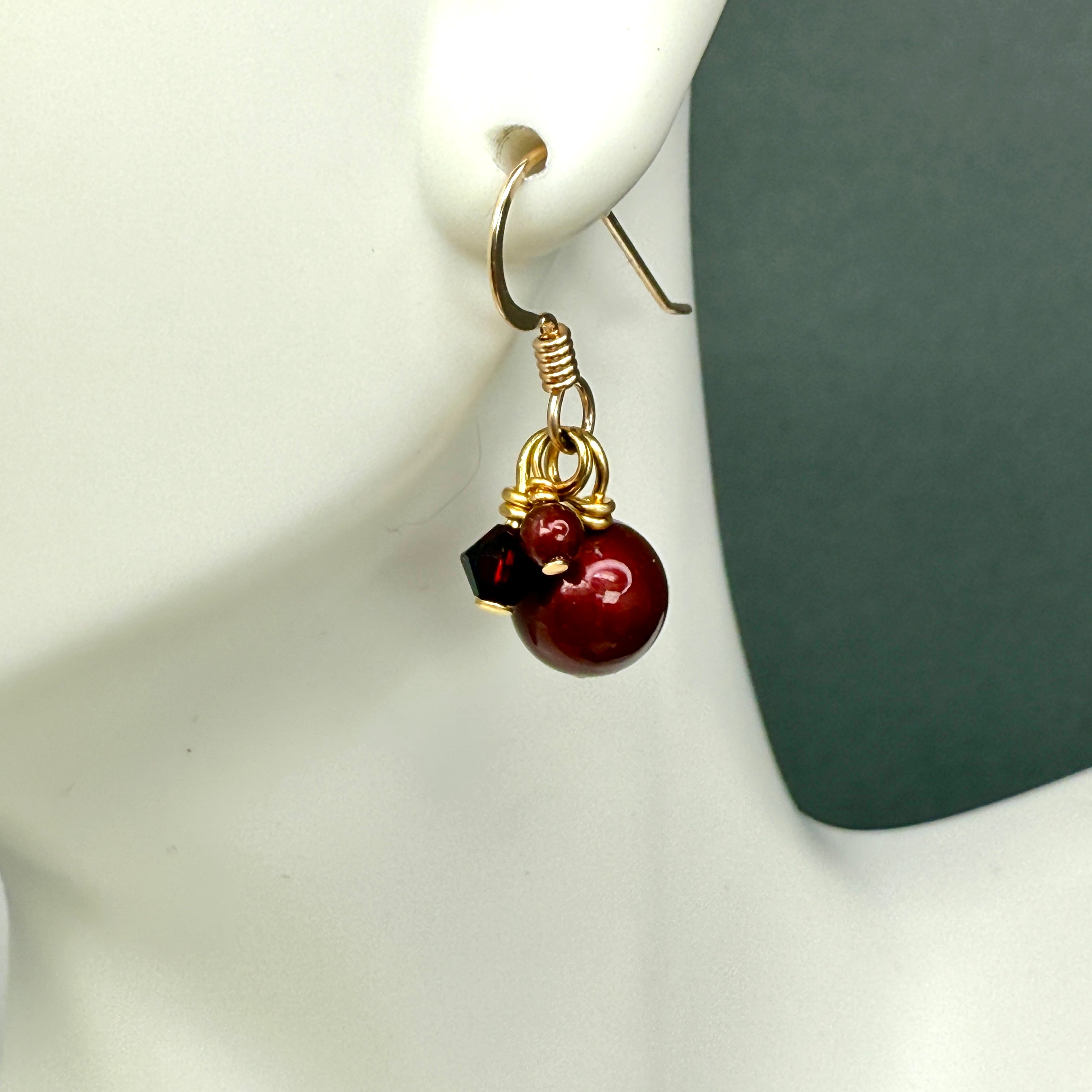 Burgundy and gold earrings