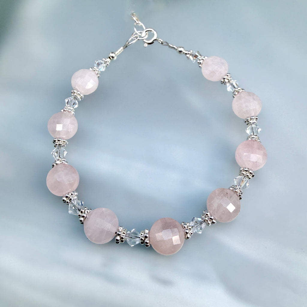 Rose Quartz bracelet with crystals