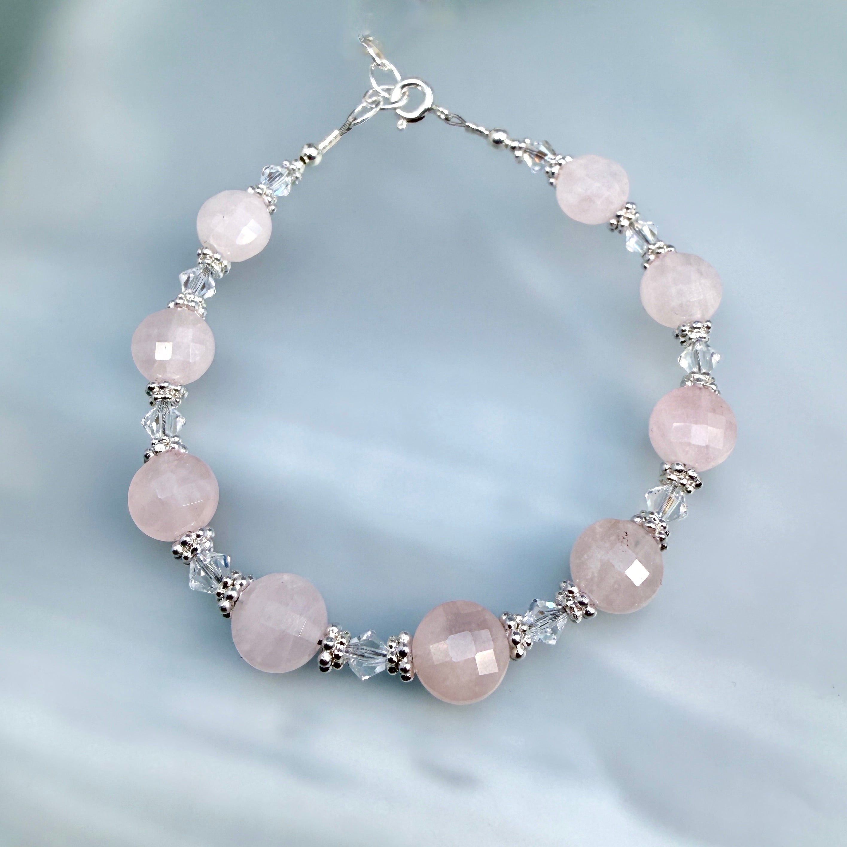 Rose Quartz bracelet with crystals