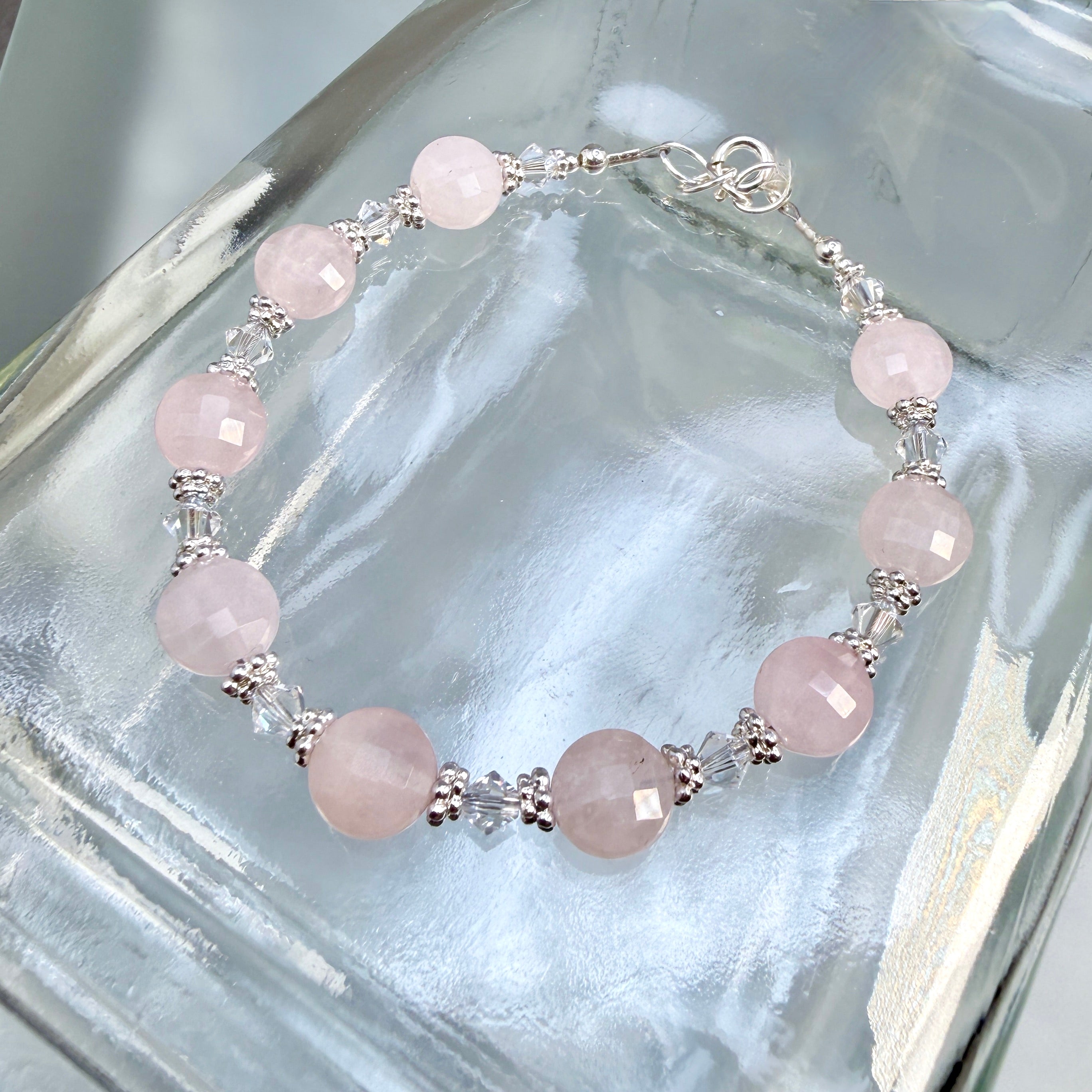 Rose Quartz bracelet with crystals