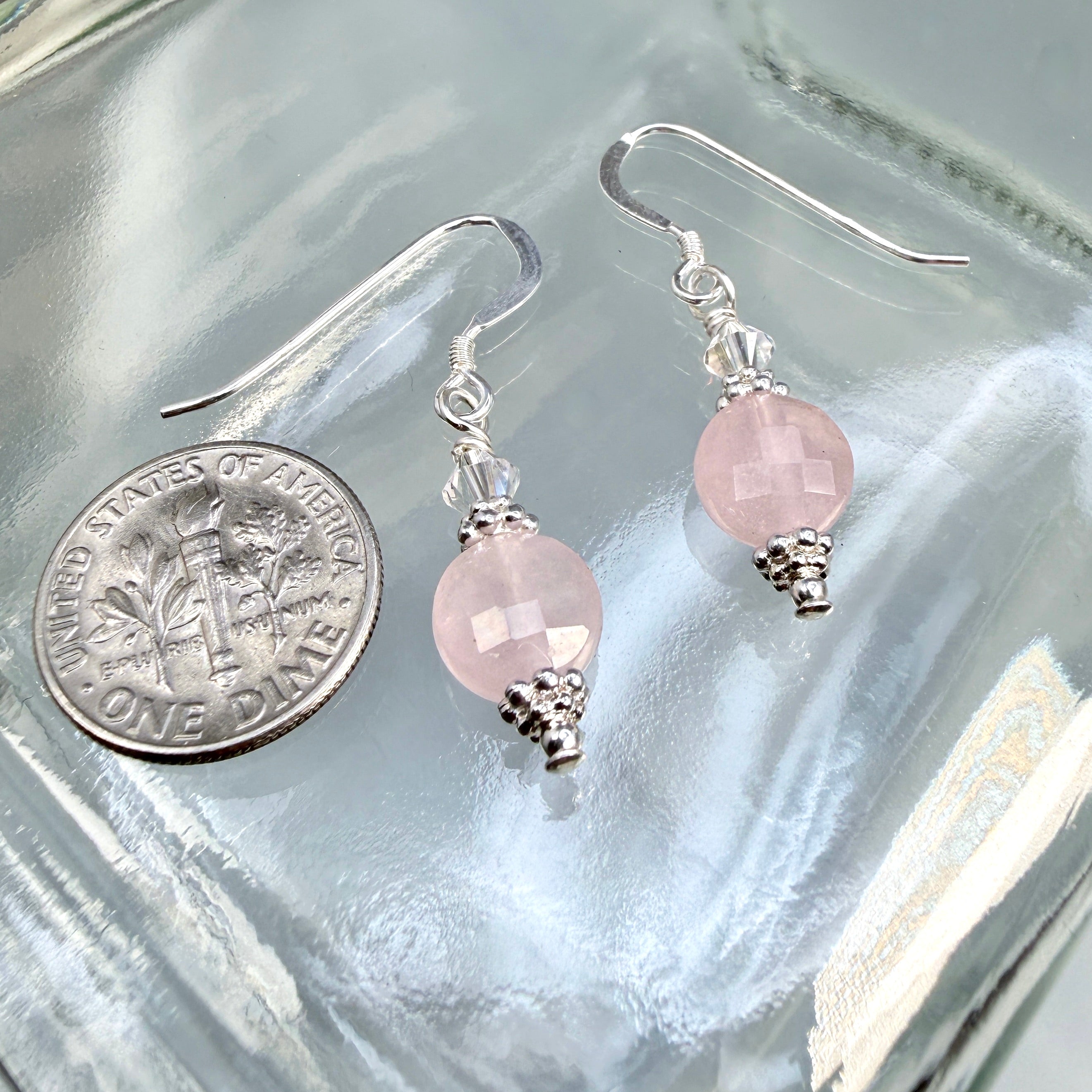 Rose Quartz Earrings with crystals
