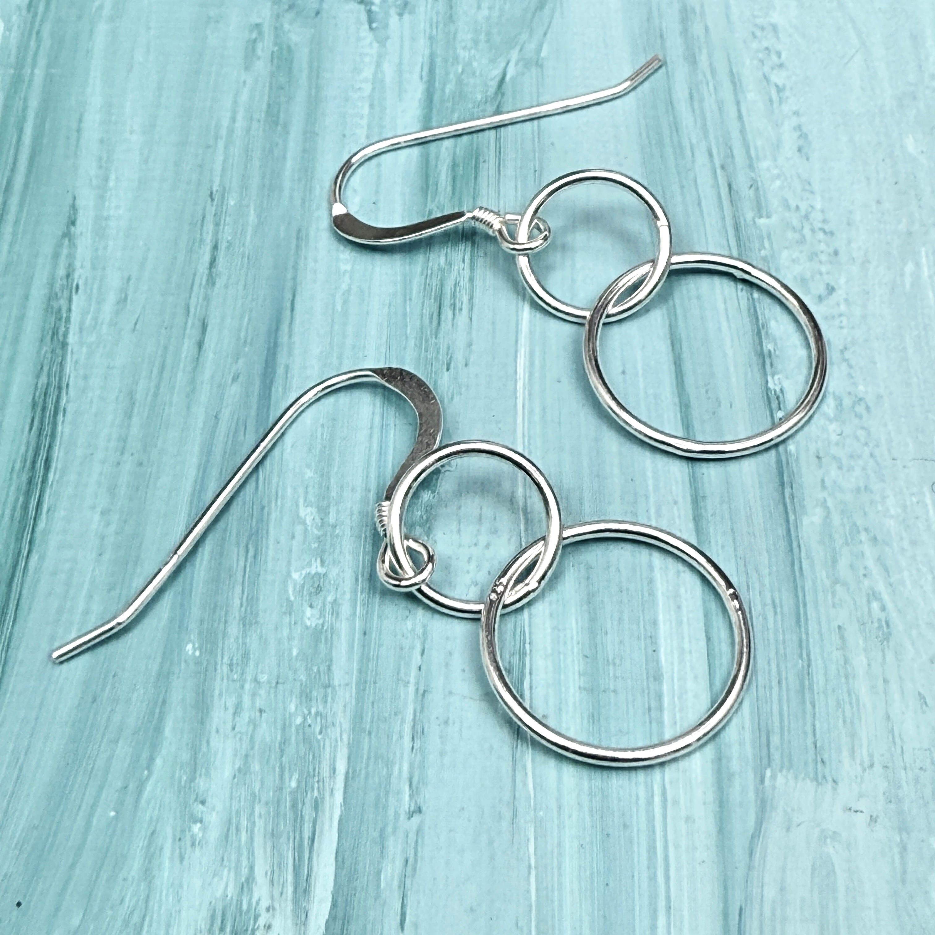 Sterling silver double rings earrings