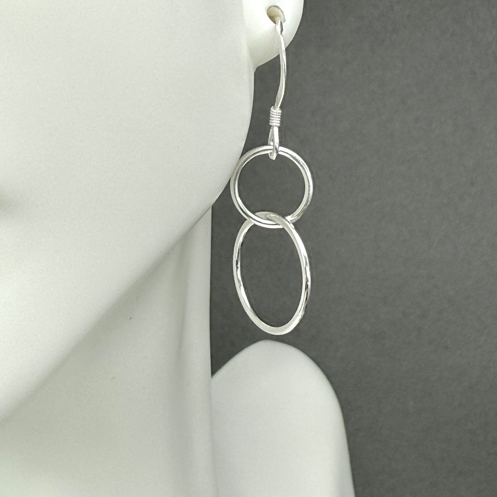 Sterling silver double rings earrings