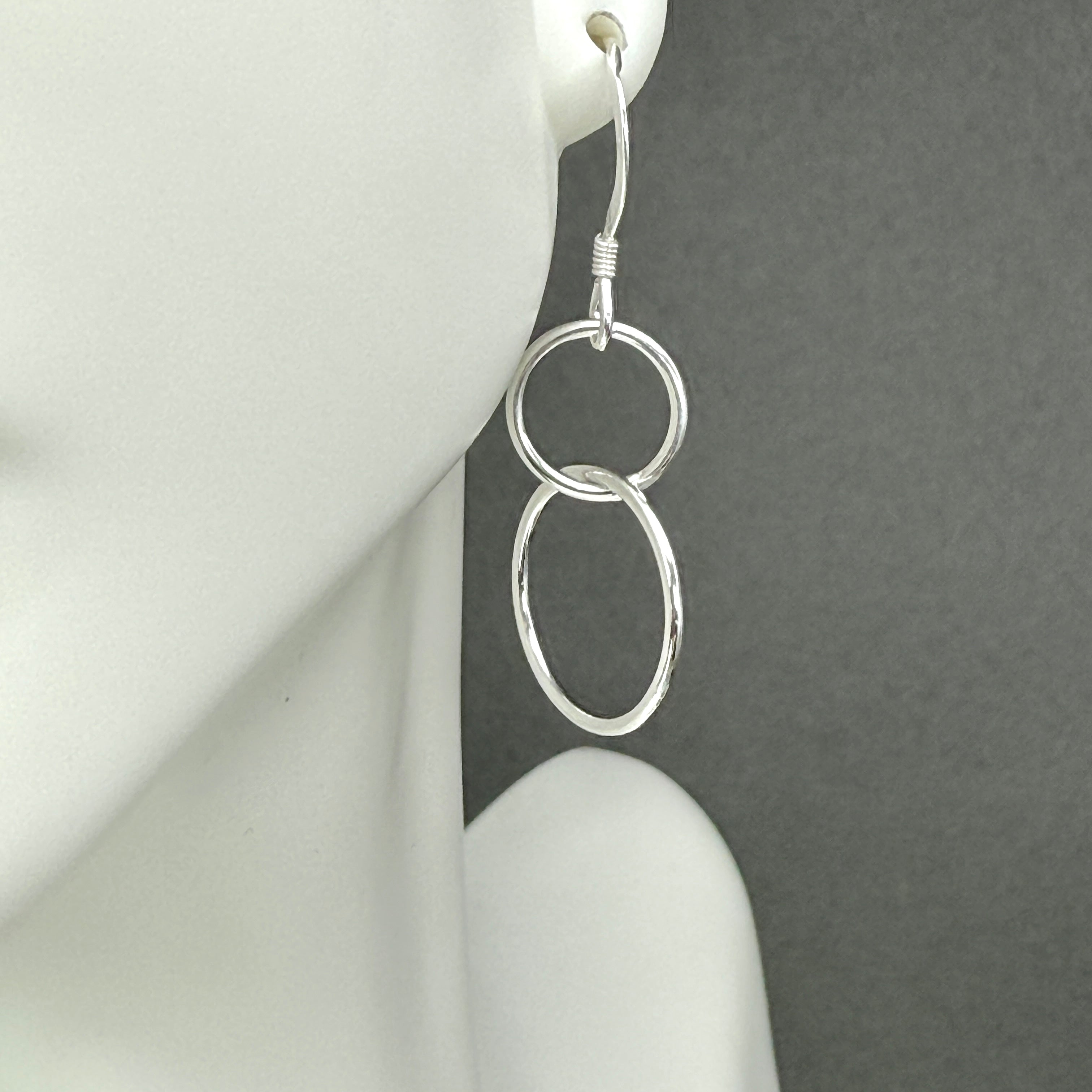 Sterling silver double rings earrings