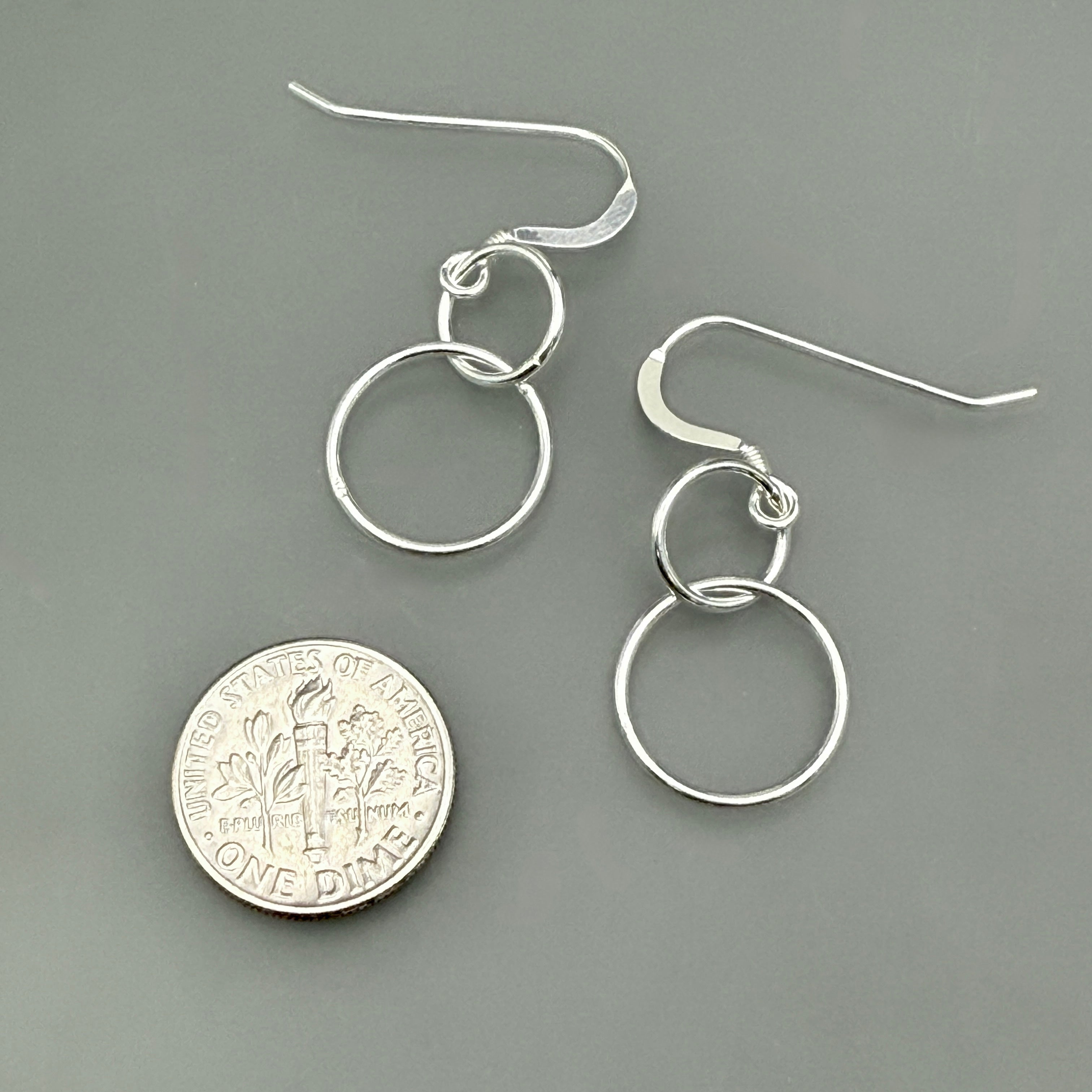 Sterling silver double rings earrings