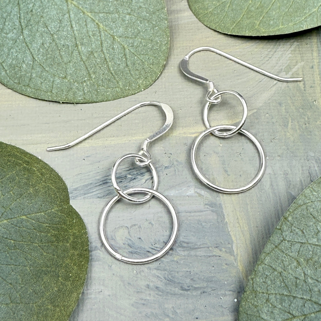 Sterling silver double rings earrings