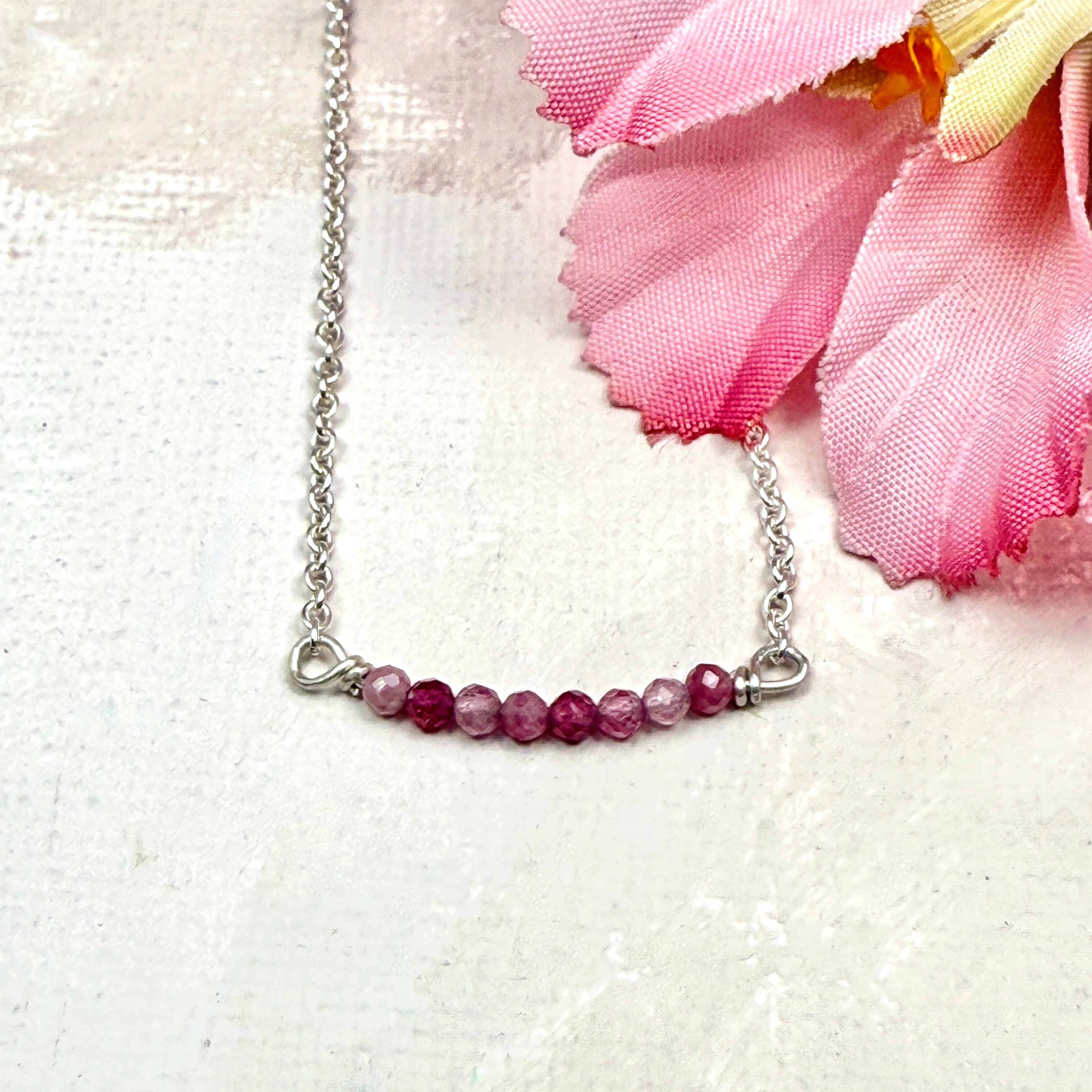 Petite Pink Tourmaline Chain Necklace