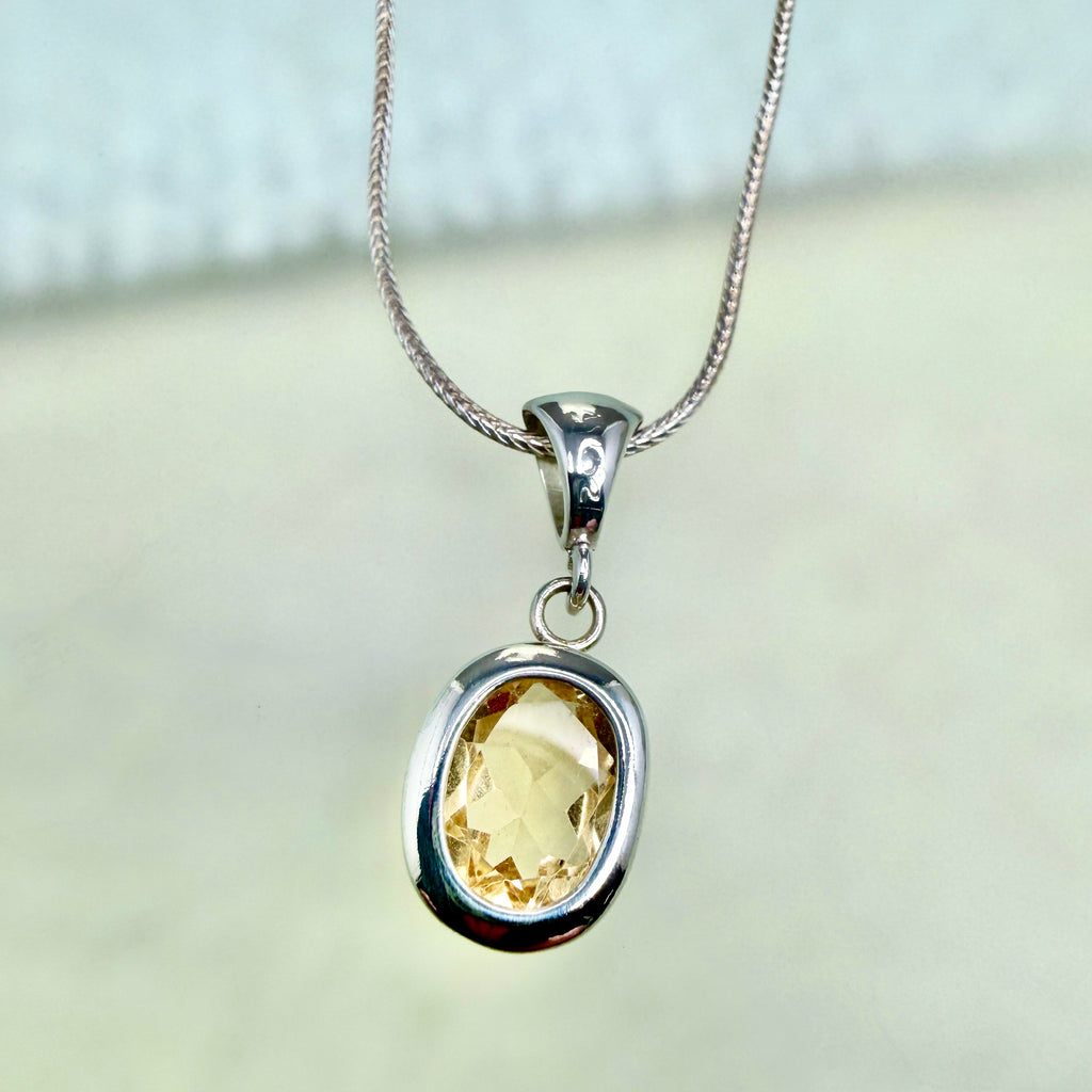 Yellow Labradorite on Sterling silver chain