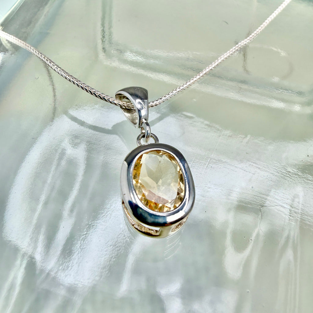 Yellow Labradorite on Sterling silver chain