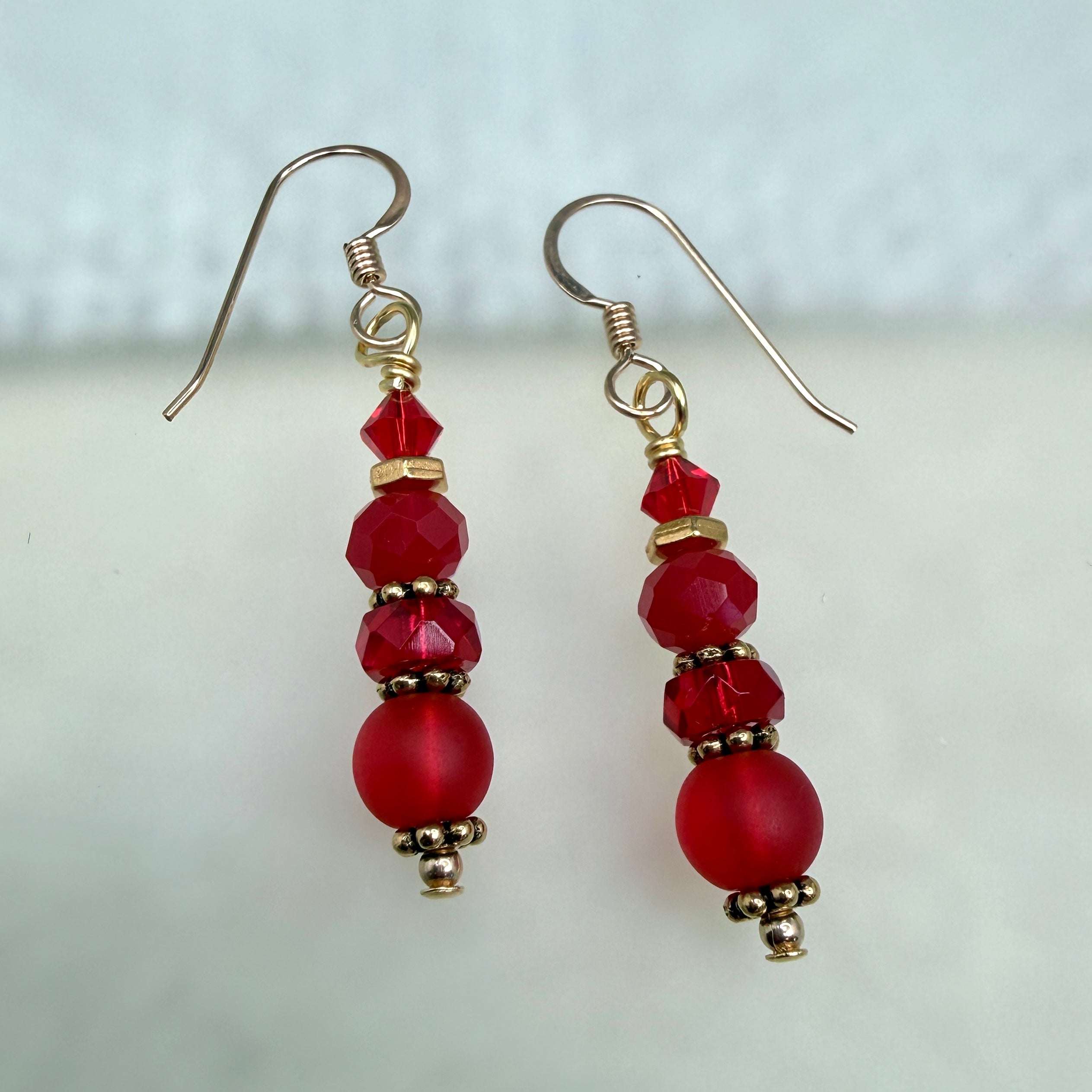 True Red Drop earrings in silver or gold