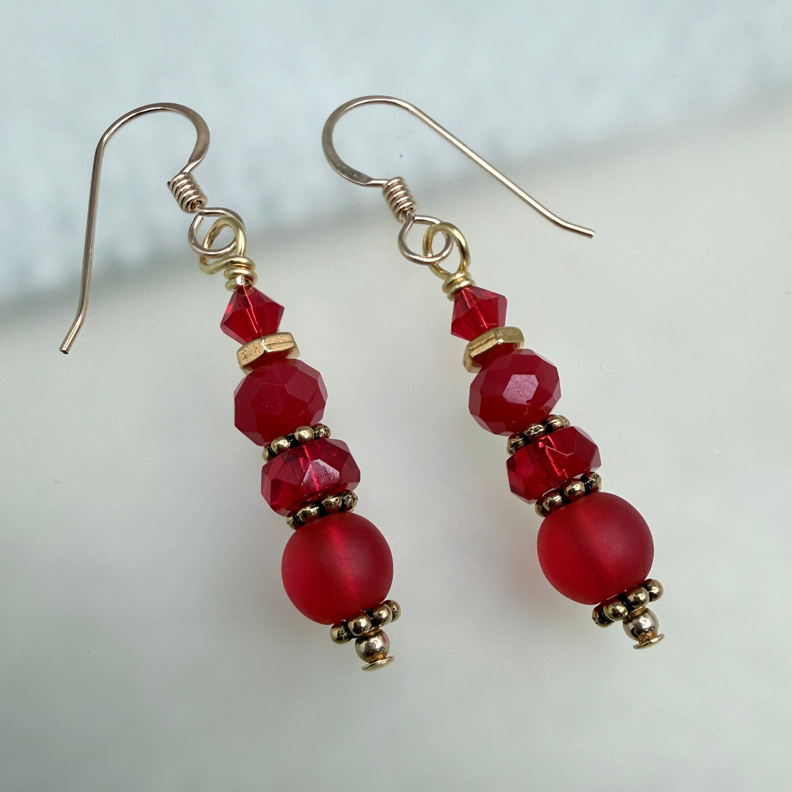 True Red Drop earrings in silver or gold