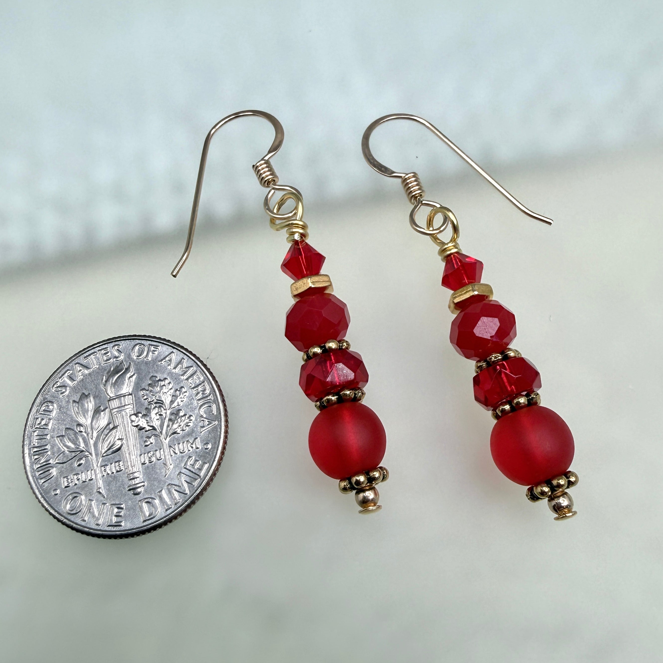 True Red Drop earrings in silver or gold