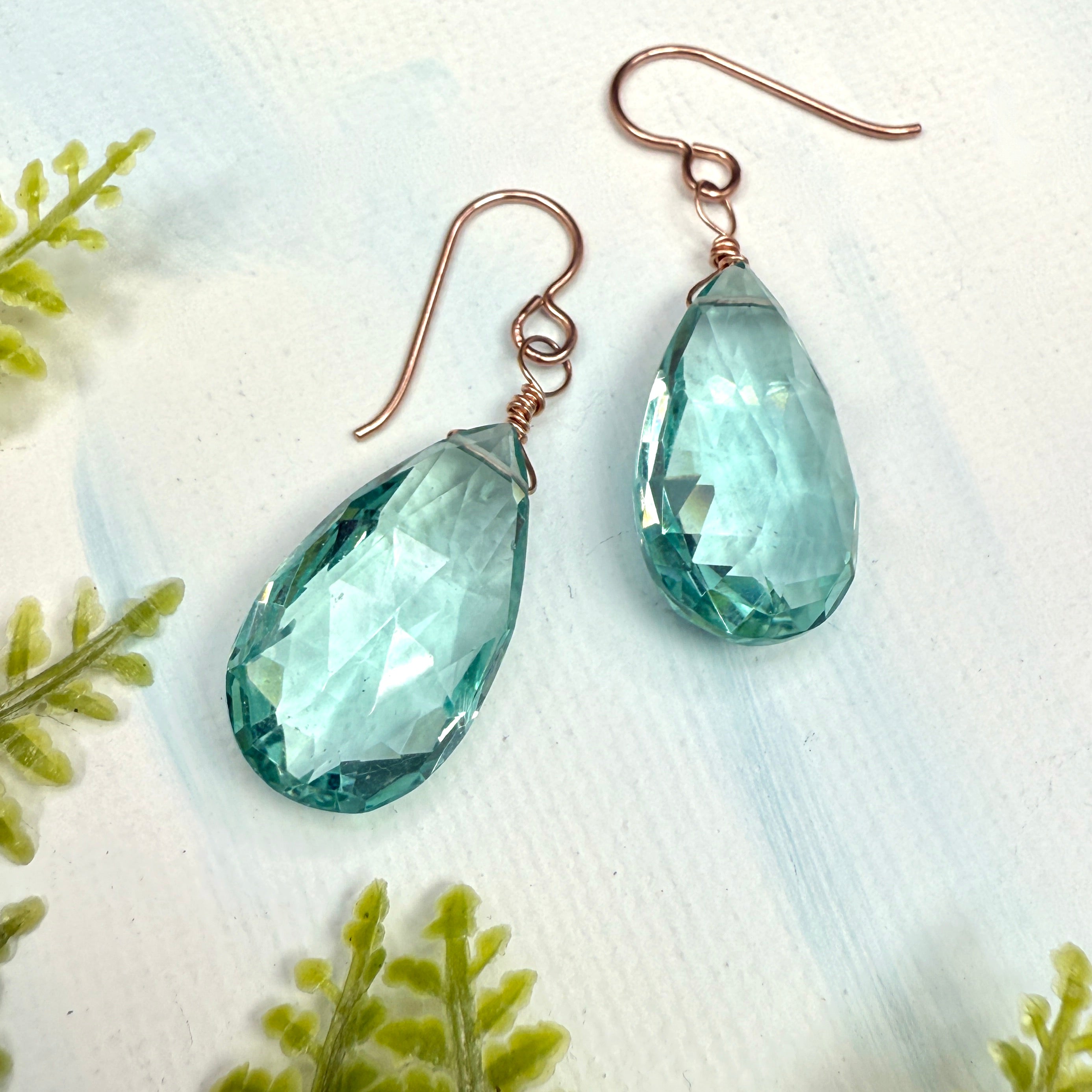 Tropical waters earrings with rose gold